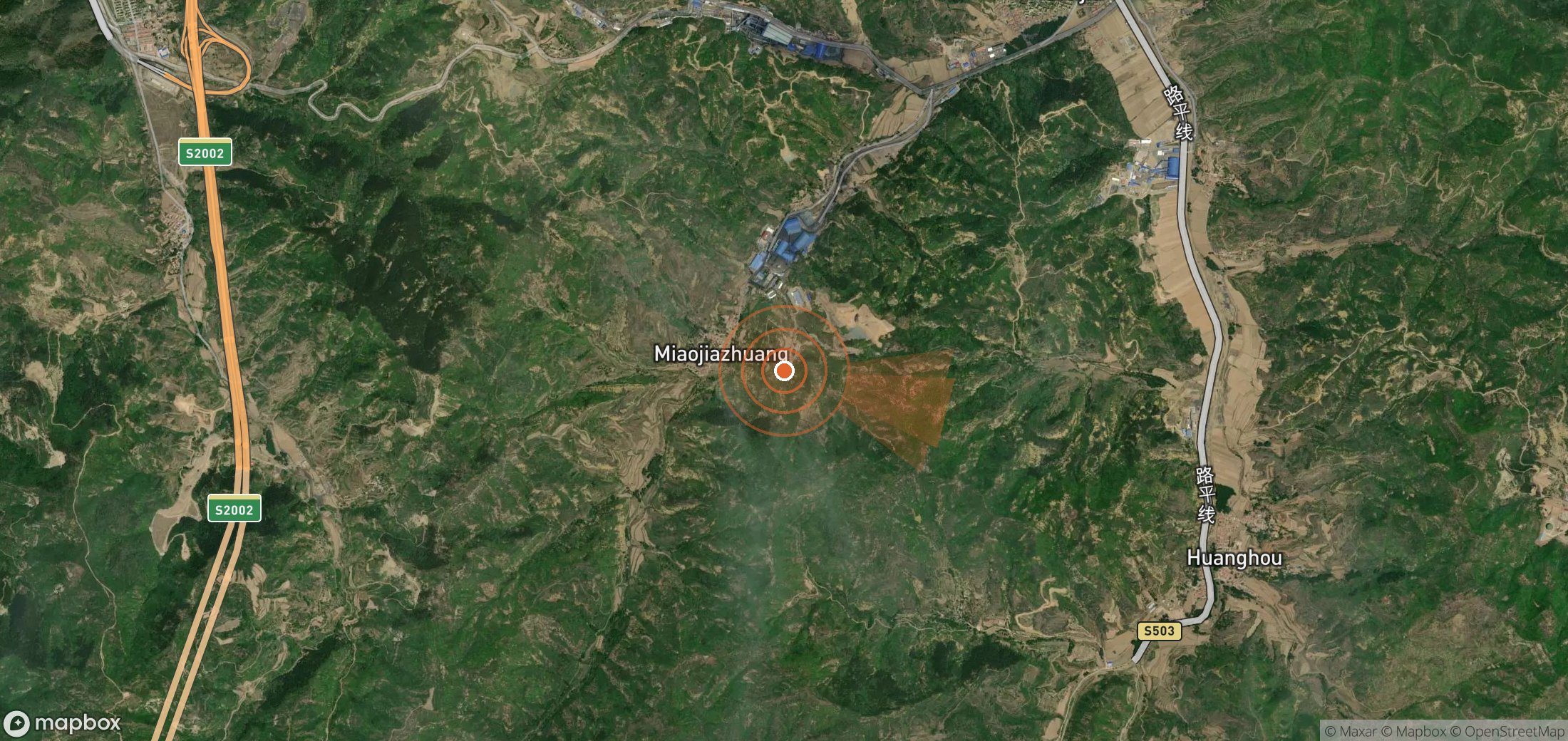 Satellite map of methane plume locations in China