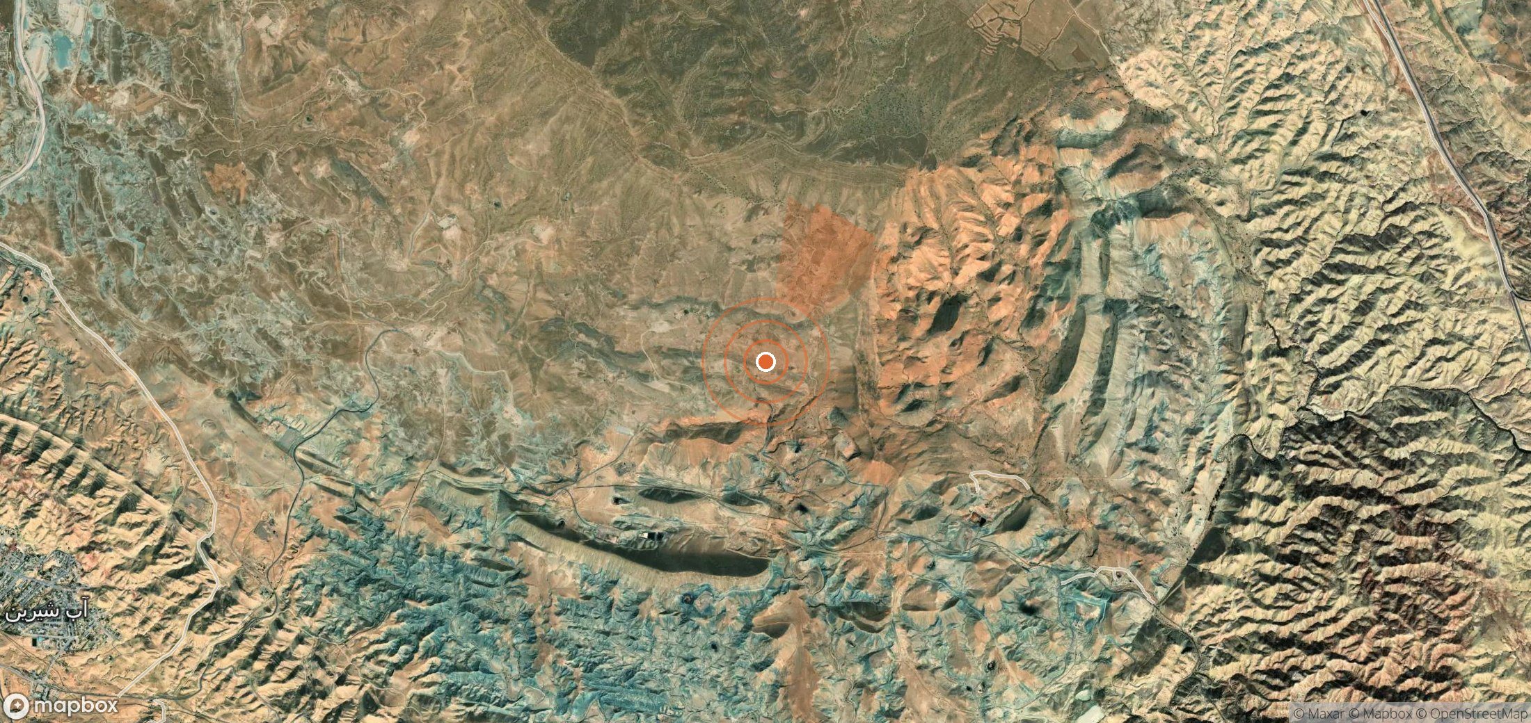 Satellite map of methane plume locations in Iran