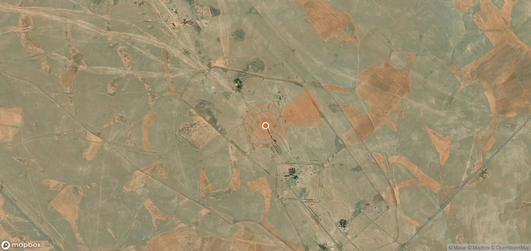 Satellite map of methane plume locations in Syria