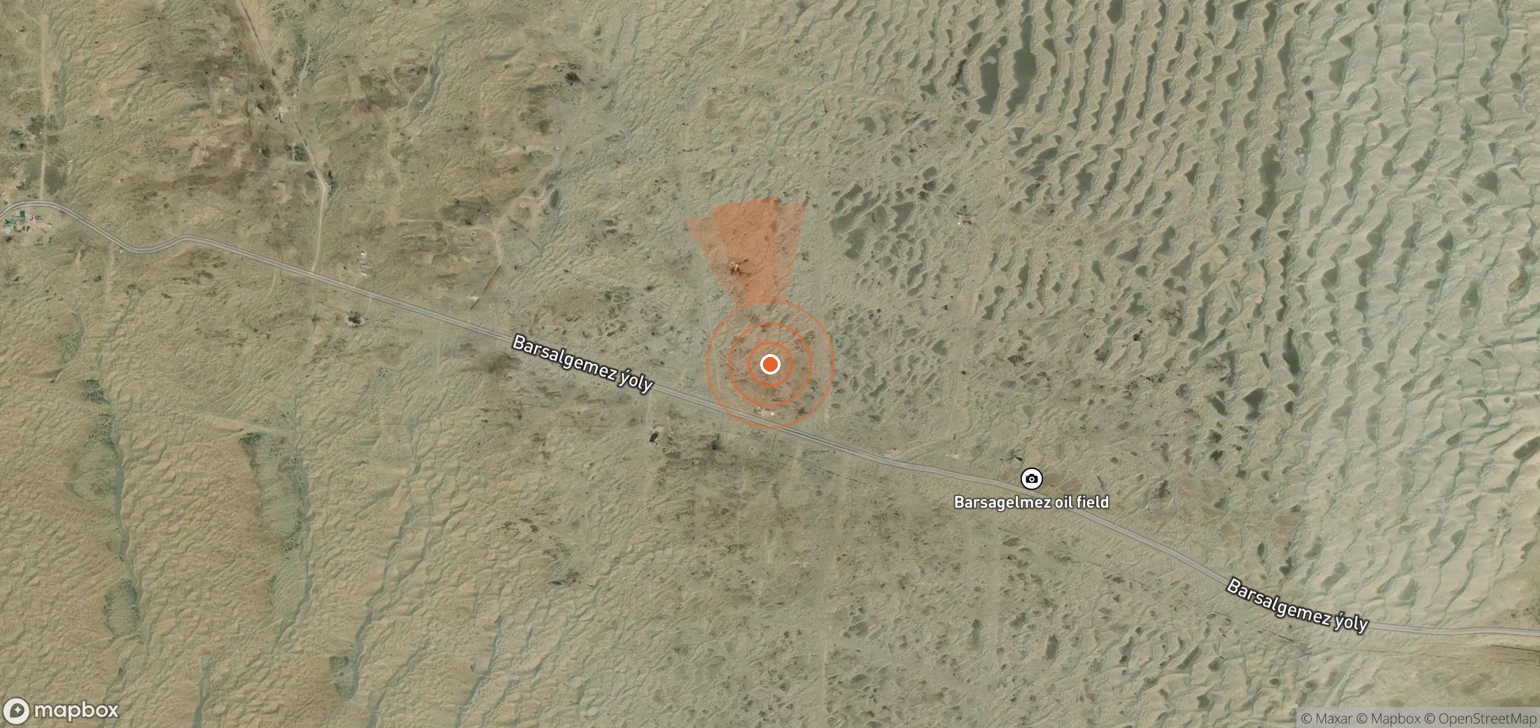 Mapa satelital de plumas de metano en Turkmenistán