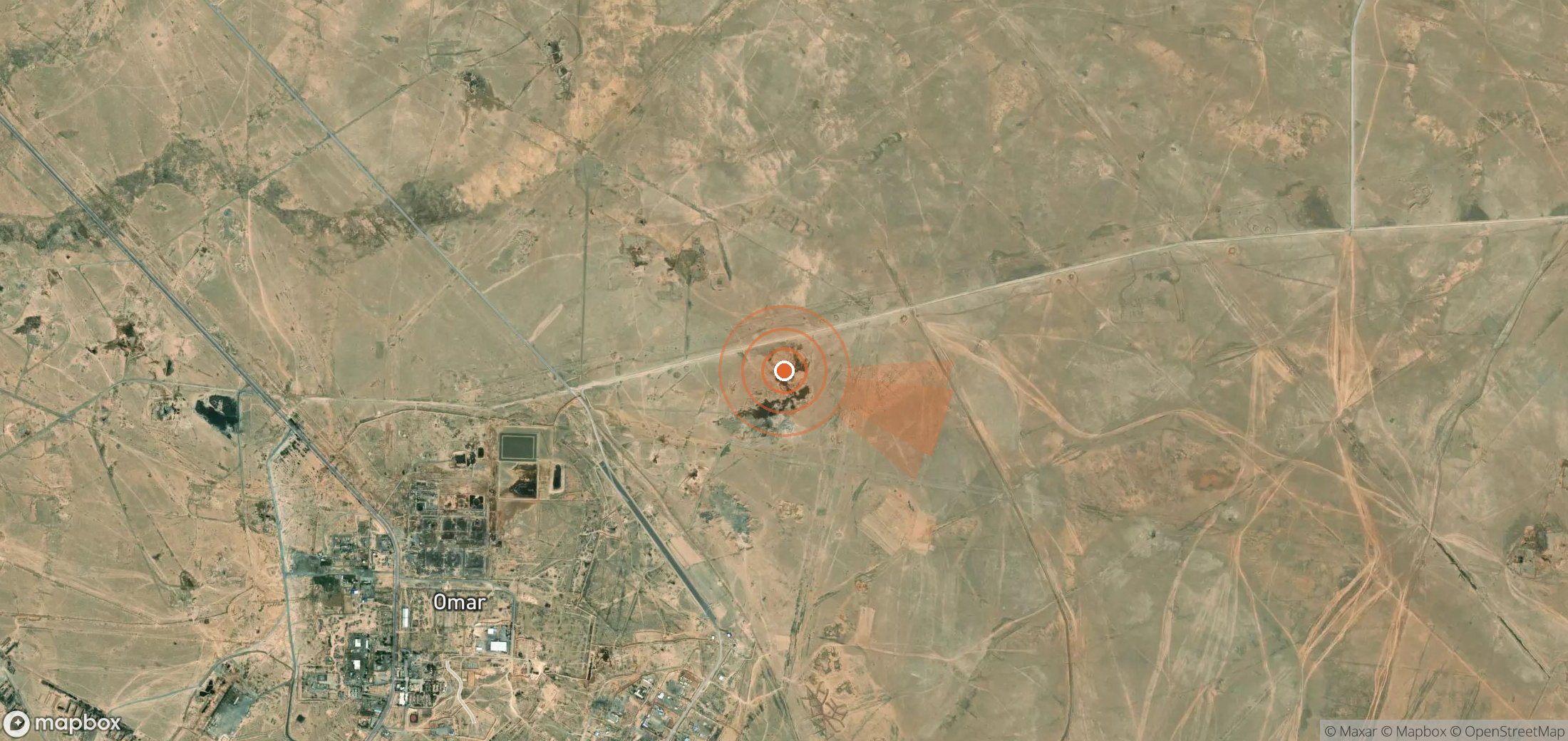 Satellite map of methane plume locations in Syria
