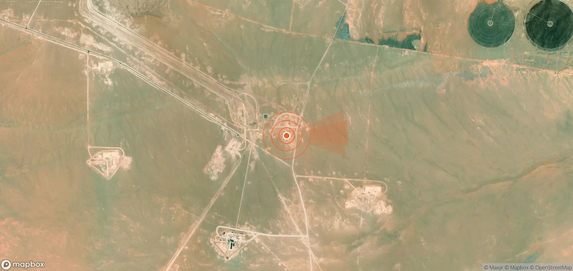 Satellite map of methane plume locations in Saudi Arabia