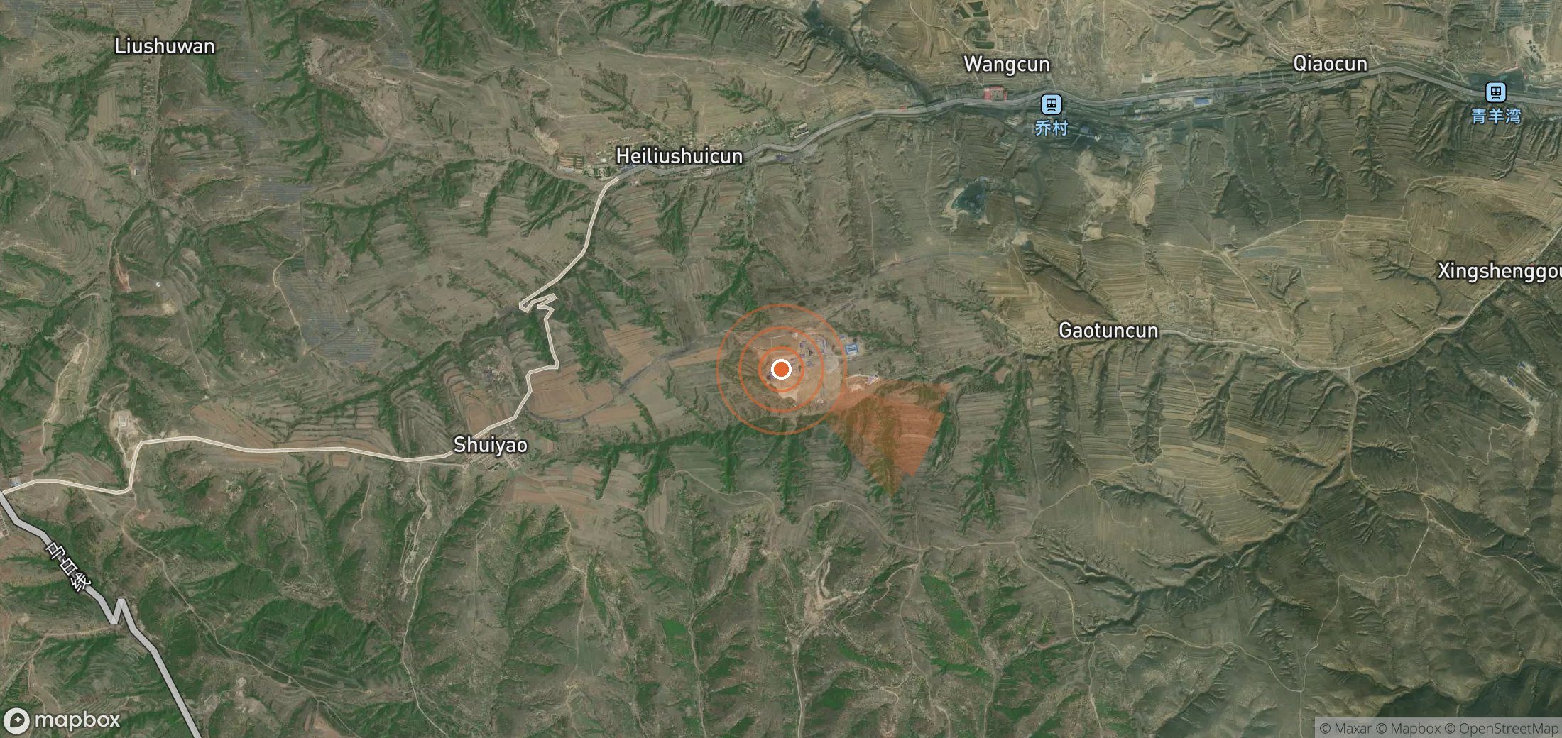 Mapa satelital de plumas de metano en China
