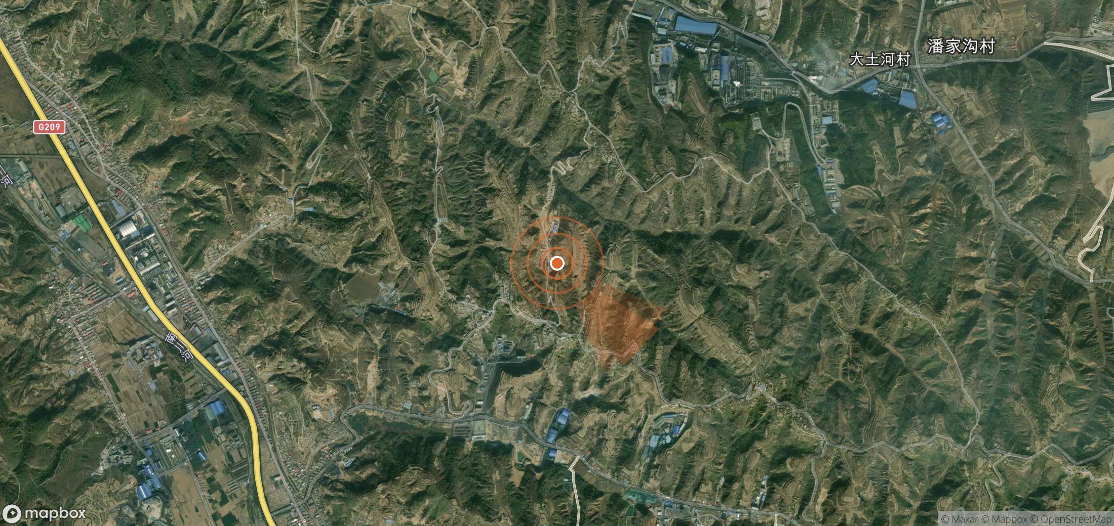 Satellite map of methane plume locations in China