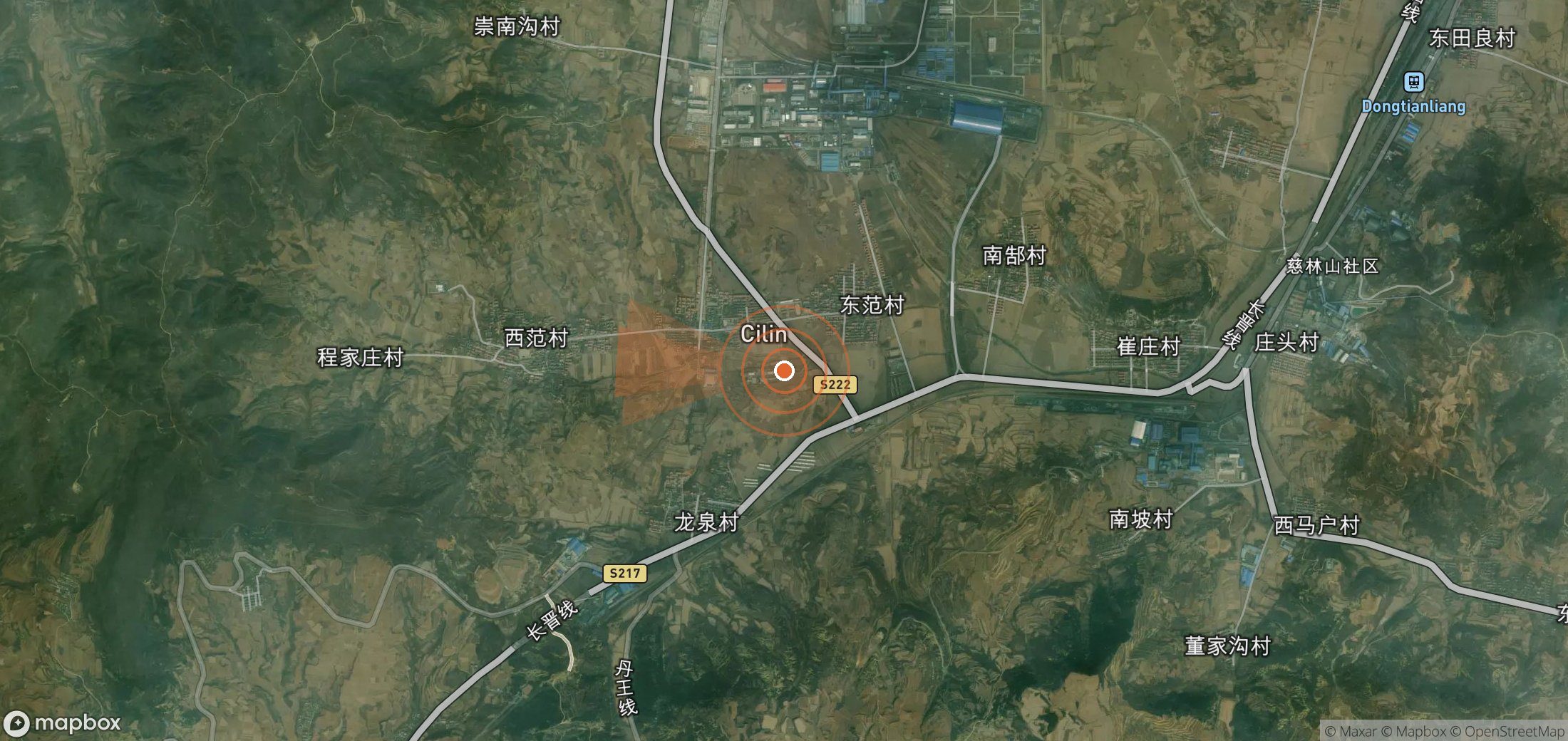 Satellite map of methane plume locations in China