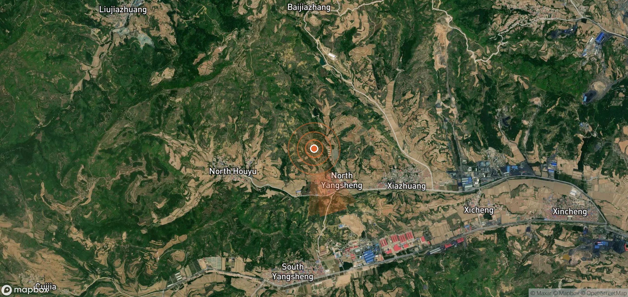 Mapa satelital de plumas de metano en China