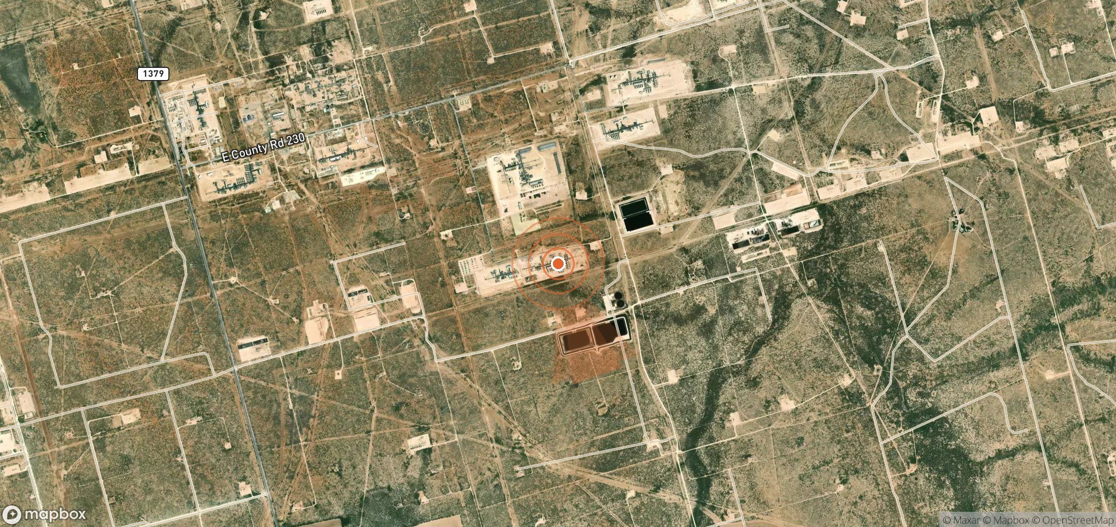Satellite map of methane plume locations in United States