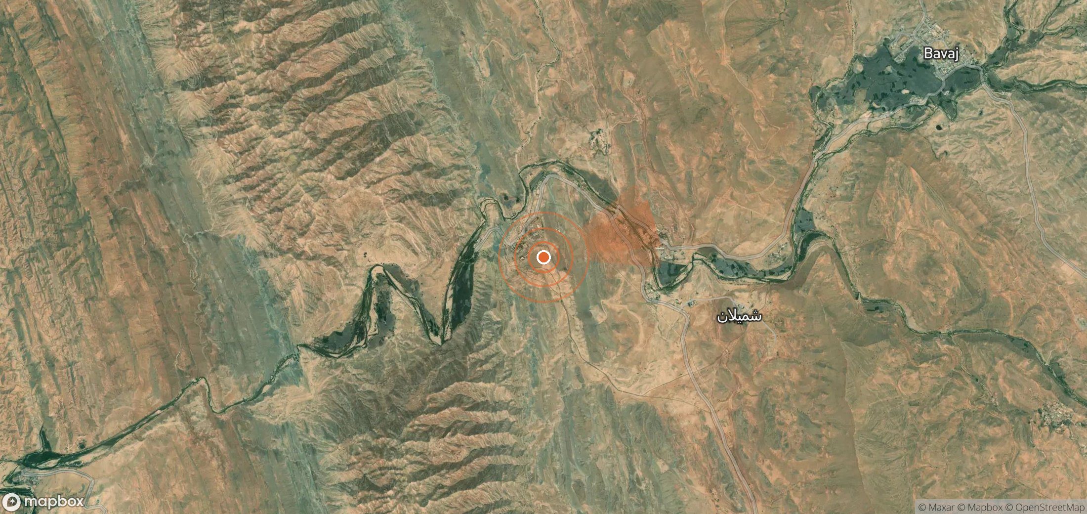 Mapa satelital de plumas de metano en Irán