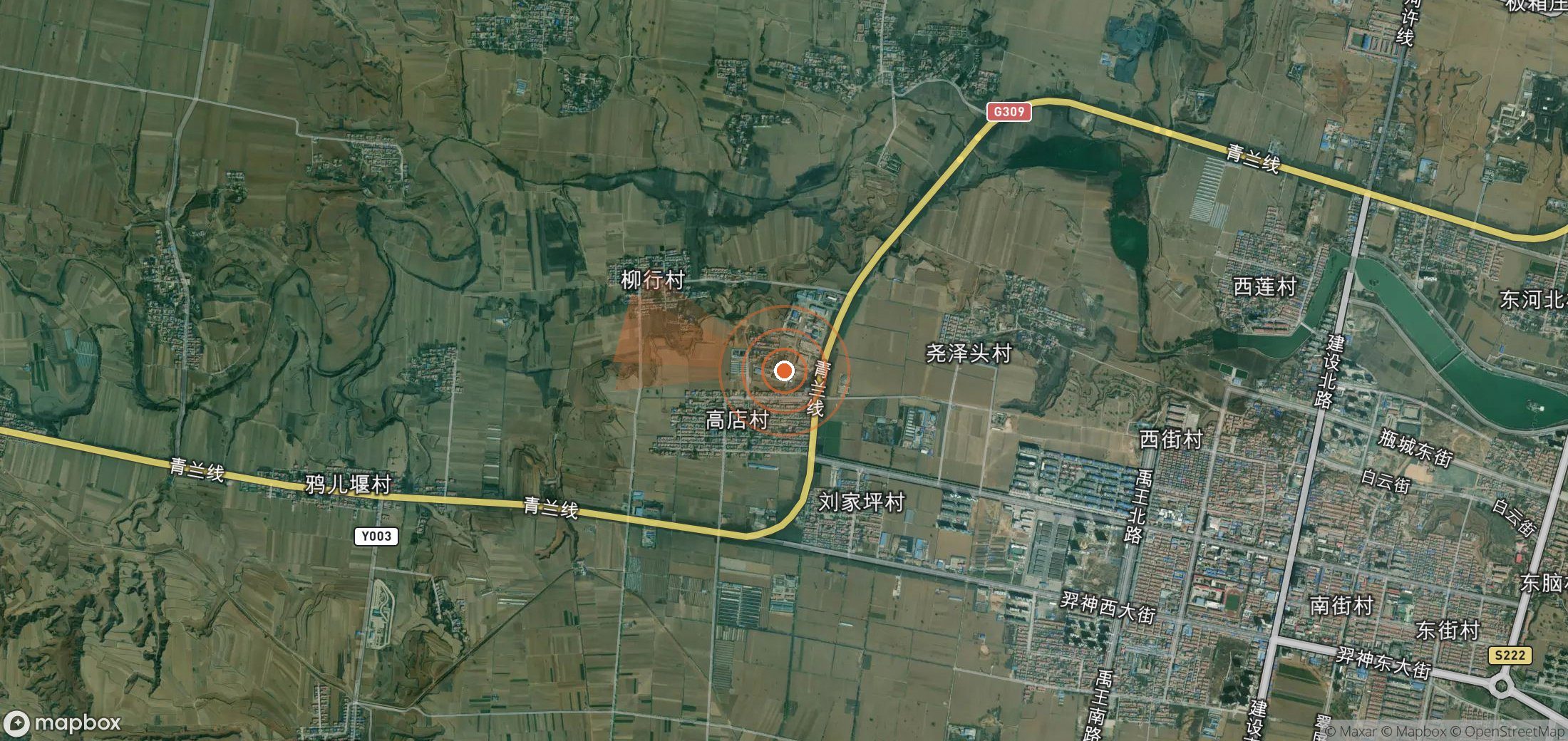 Satellite map of methane plume locations in China