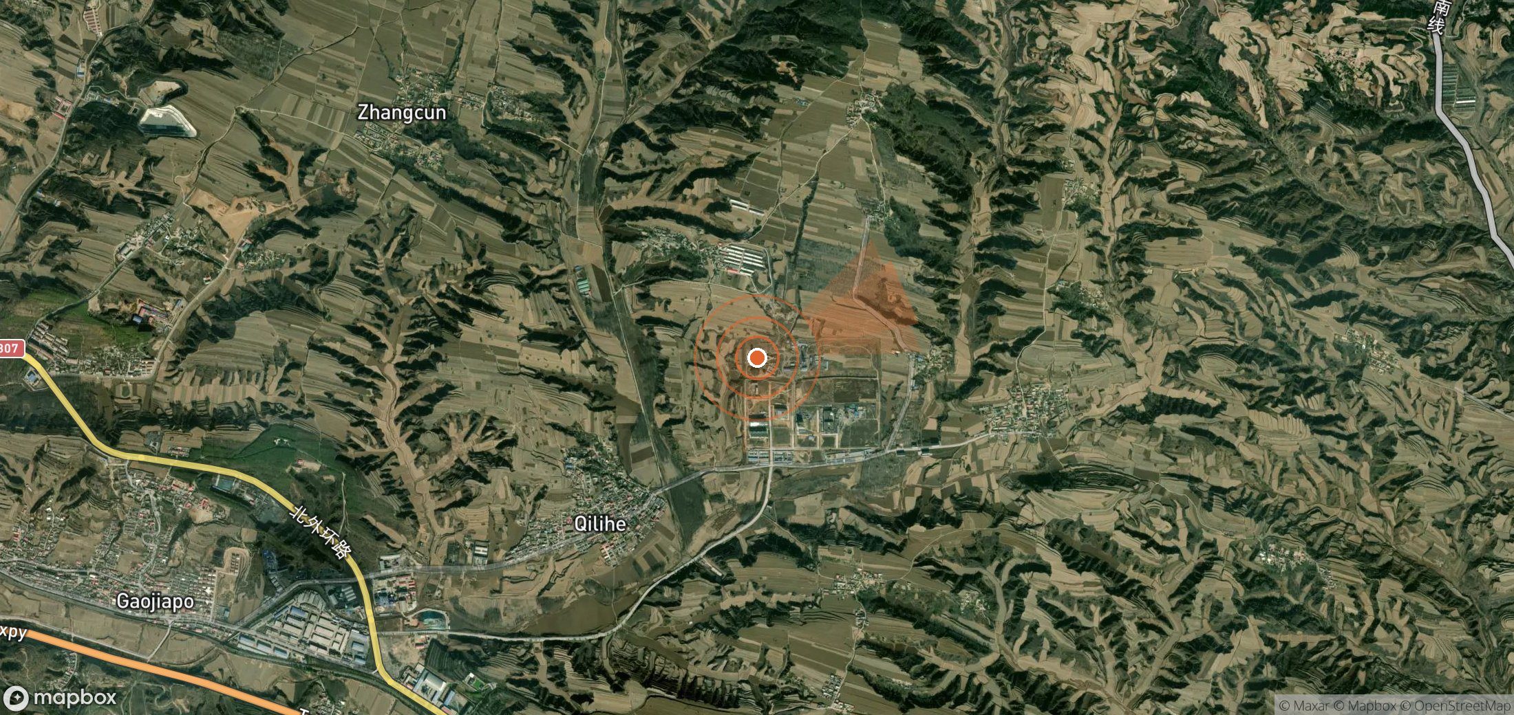 Satellite map of methane plume locations in China