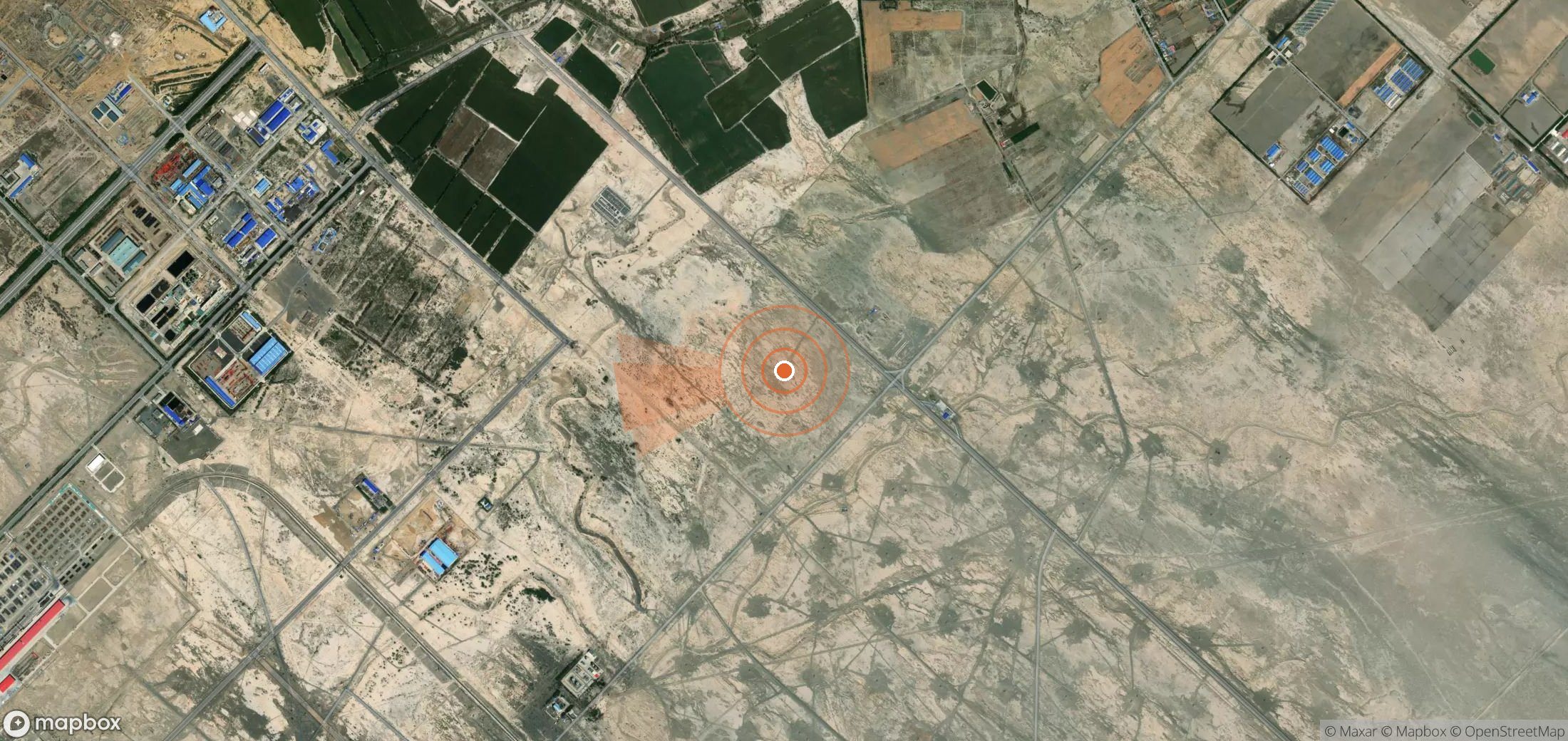 Satellite map of methane plume locations in China