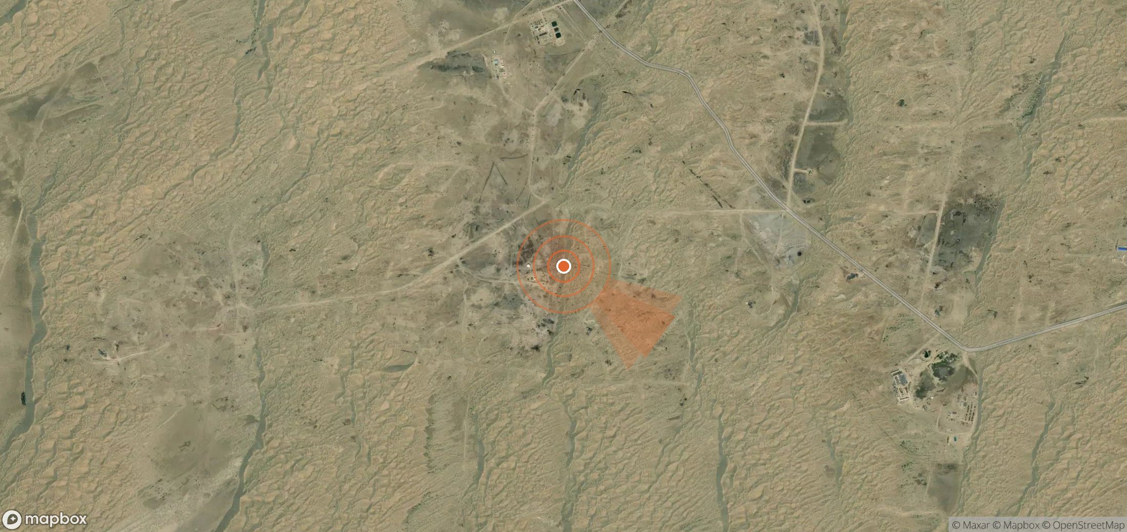 Satellite map of methane plume locations in Turkmenistan