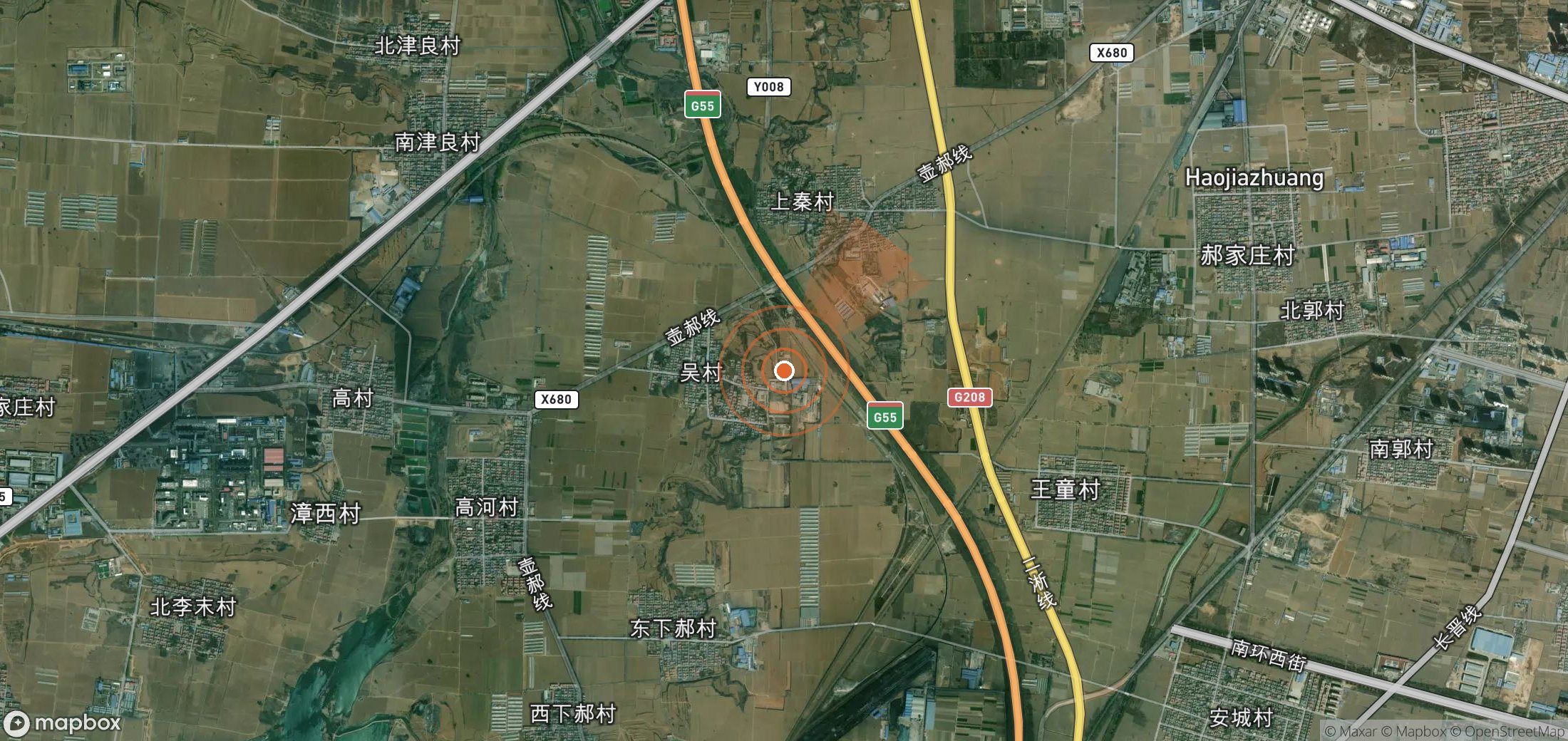 Mapa satelital de plumas de metano en China