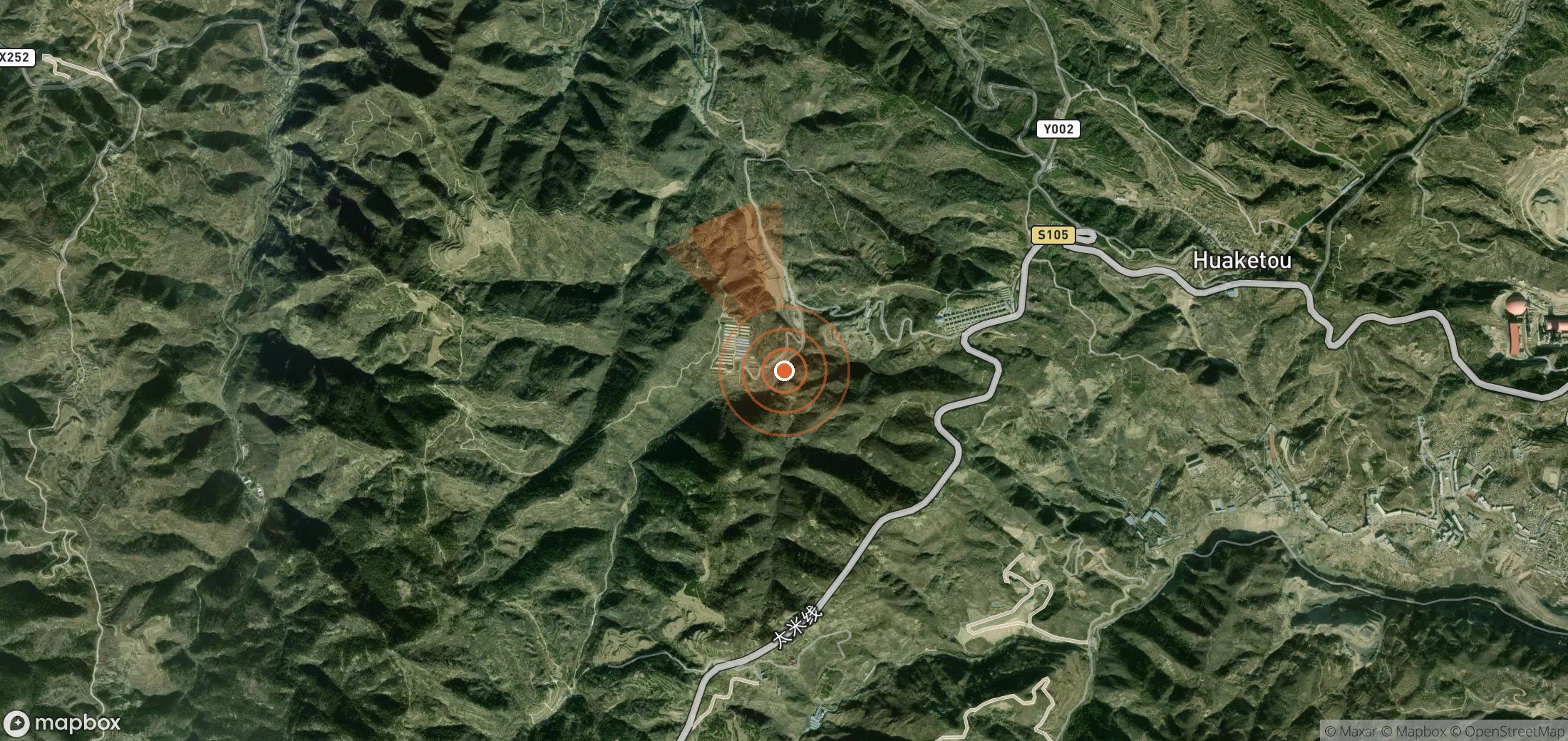 Satellite map of methane plume locations in China