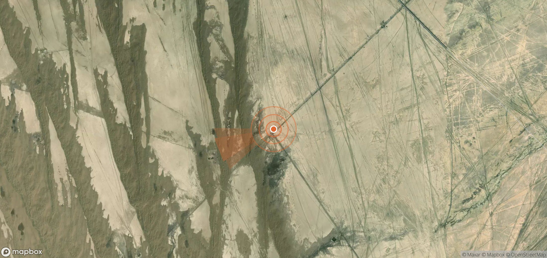Satellite map of methane plume locations in Turkmenistan