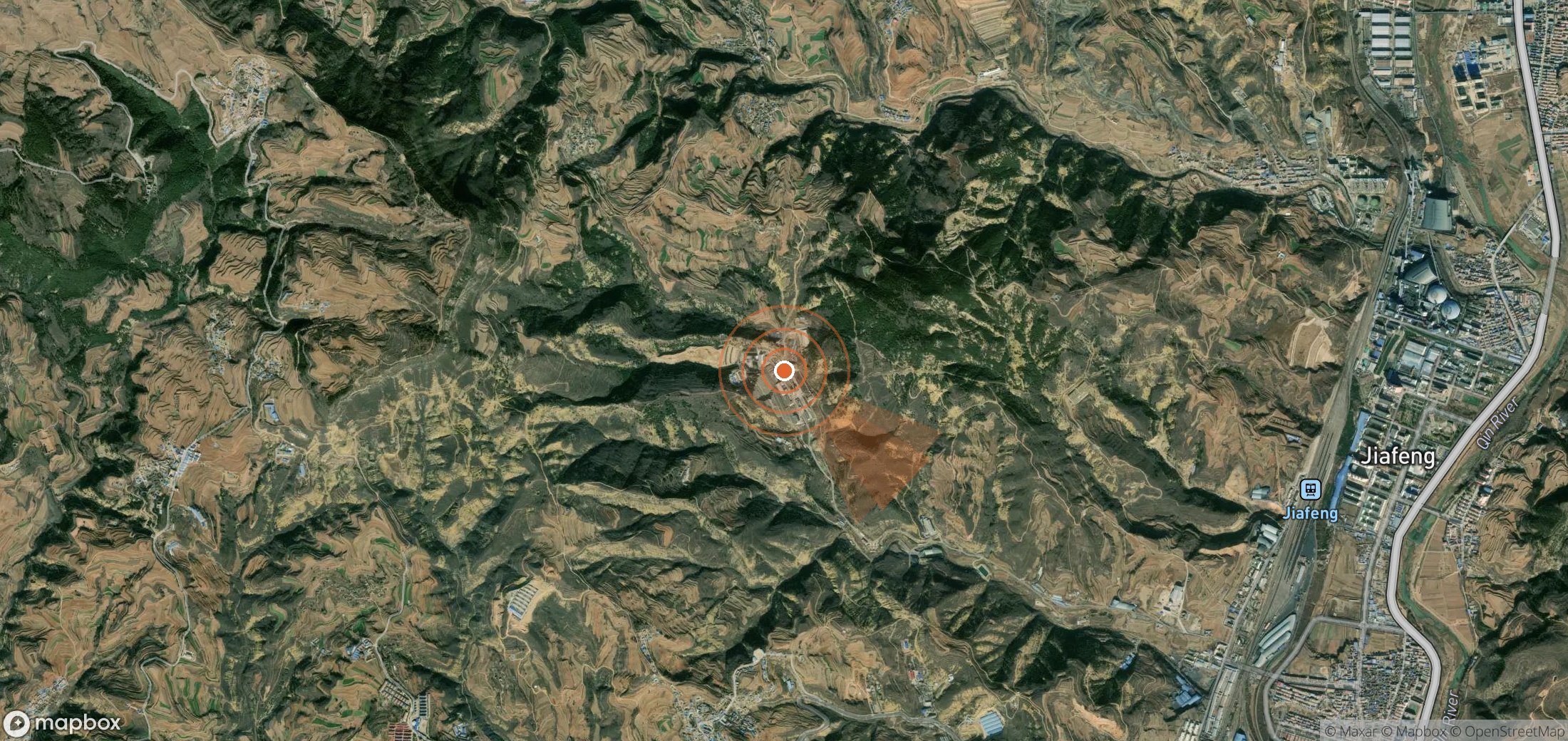 Satellite map of methane plume locations in China