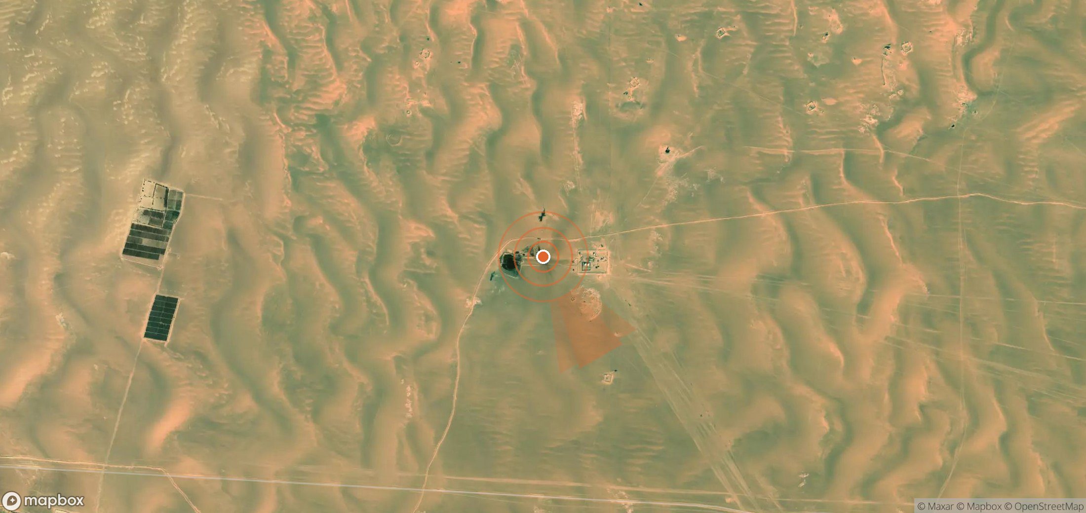 Mapa satelital de plumas de metano en Libia