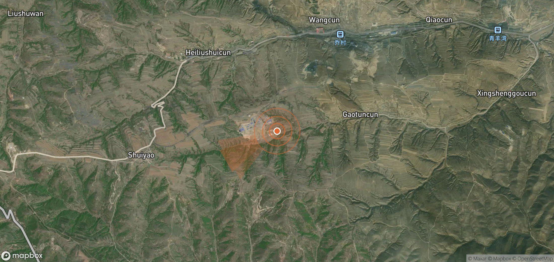 Mapa satelital de plumas de metano en China