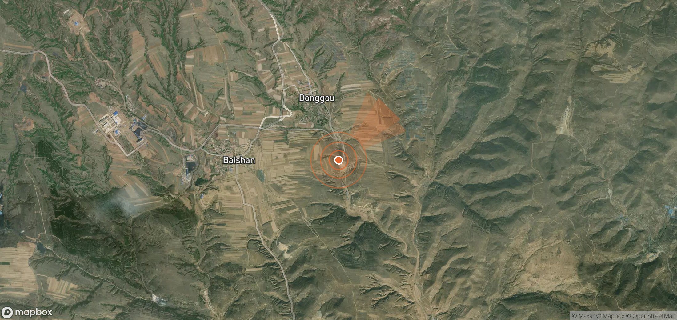 Satellite map of methane plume locations in China