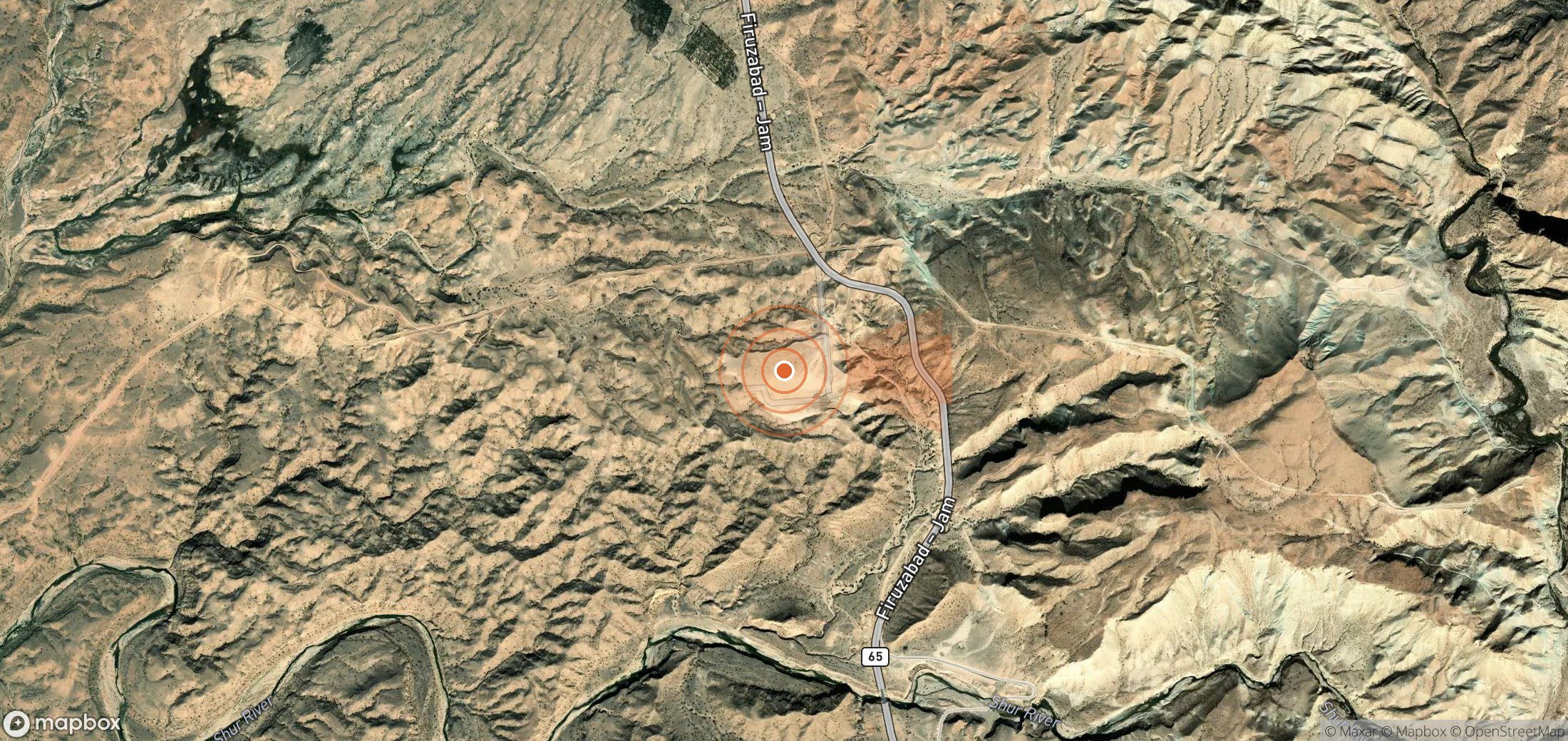Satellite map of methane plume locations in Iran