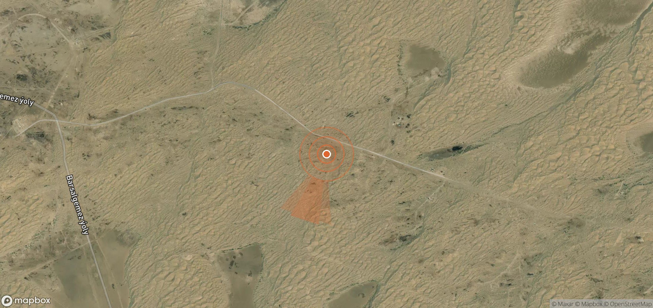 Satellite map of methane plume locations in Turkmenistan