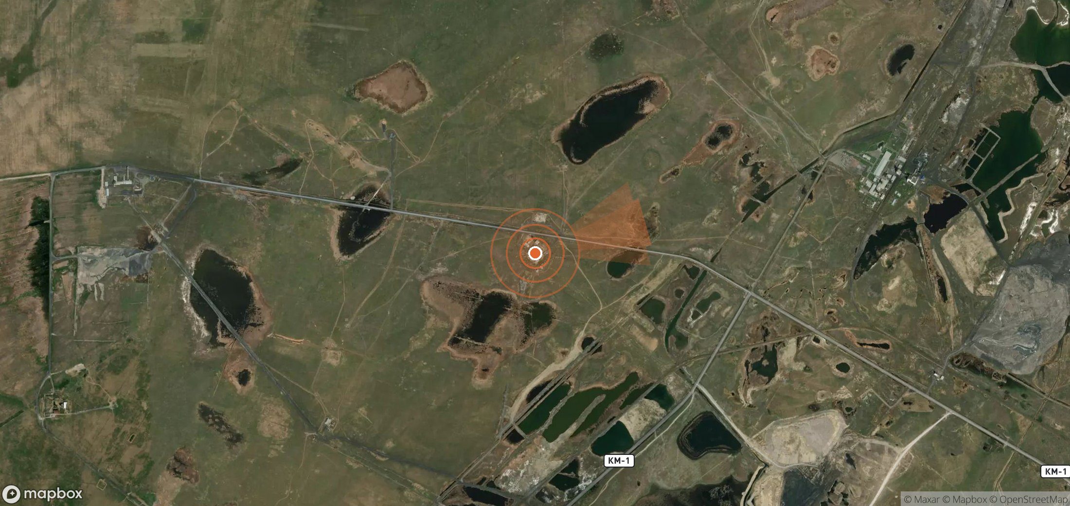 Satellite map of methane plume locations in Kazakhstan