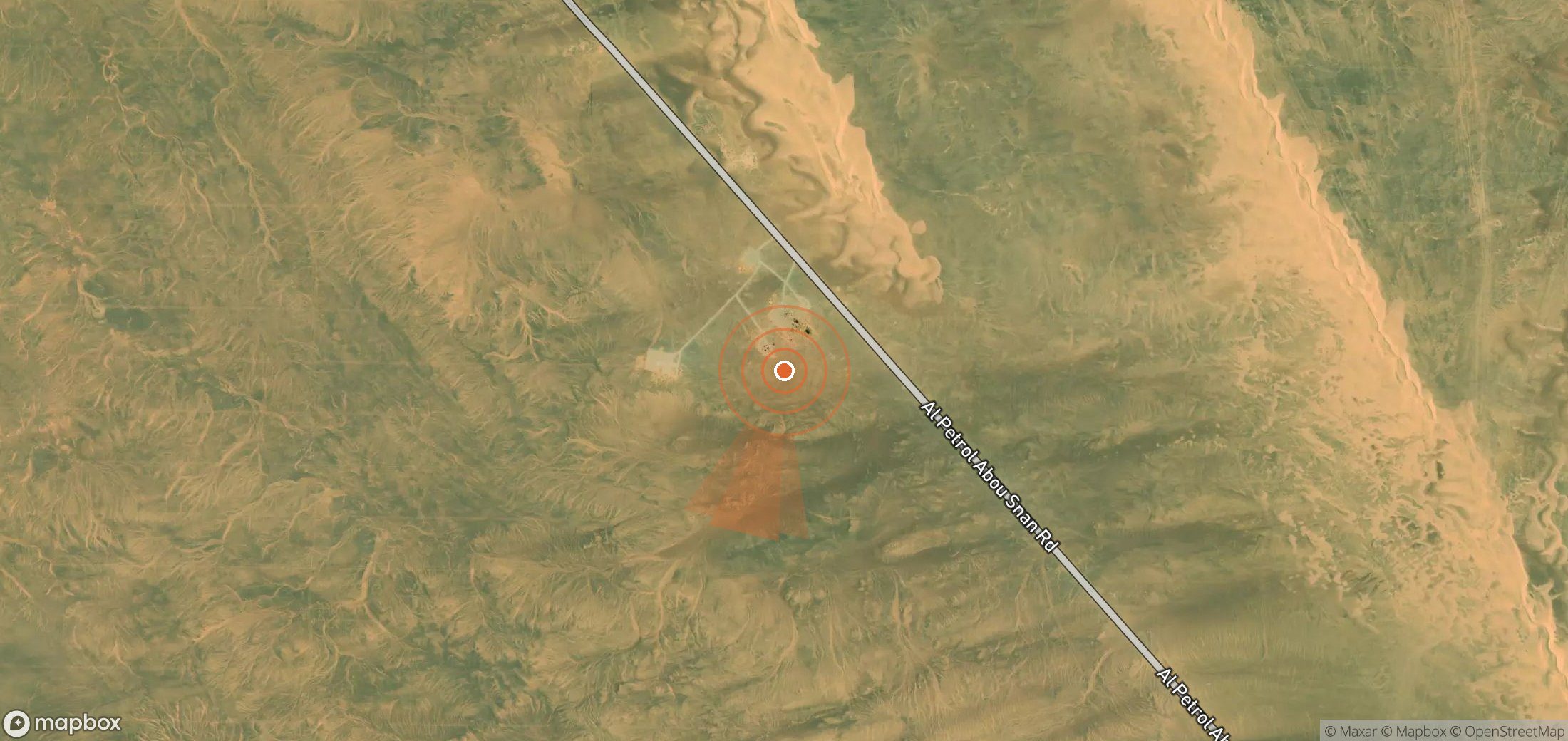 Satellite map of methane plume locations in Egypt