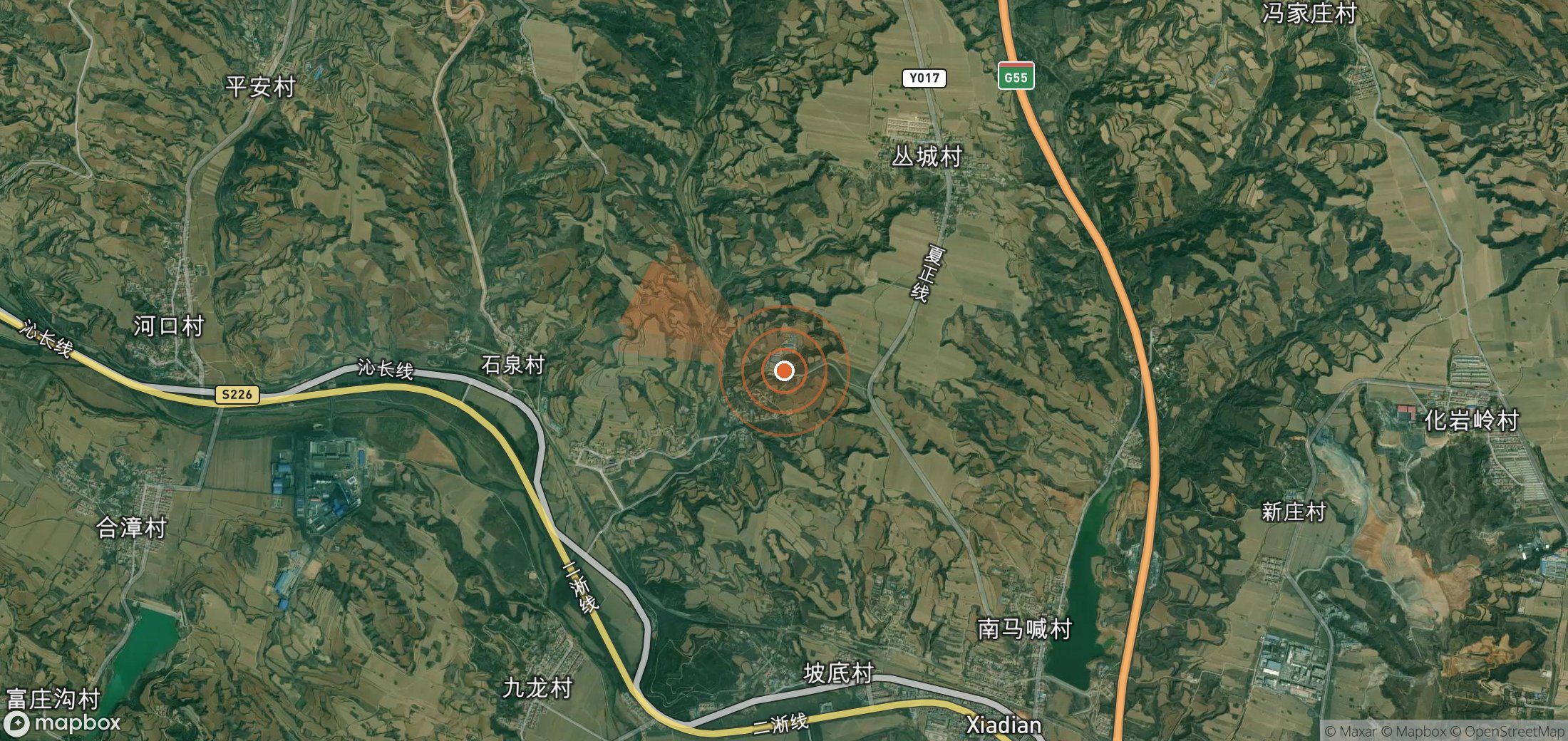 Mapa satelital de plumas de metano en China