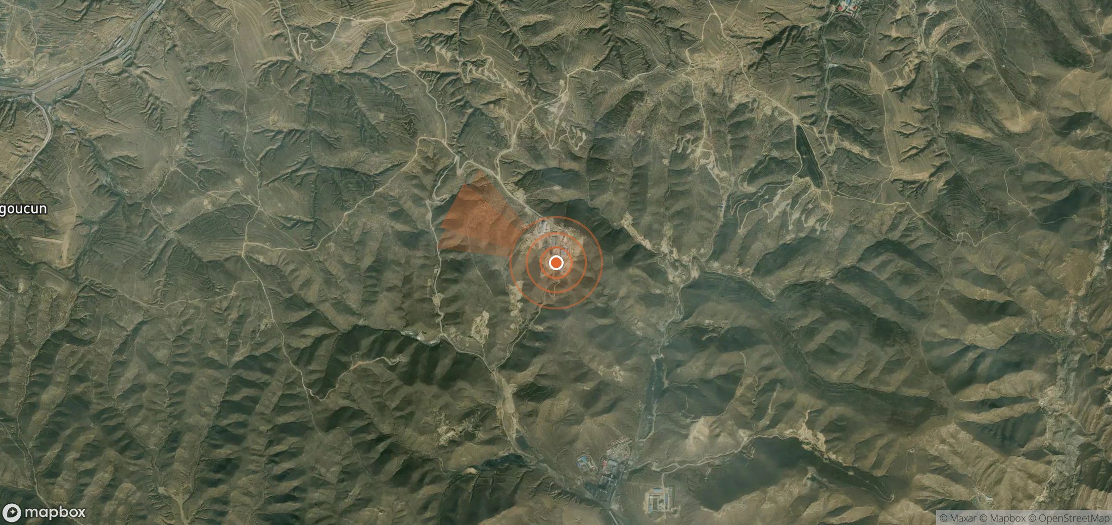 Mapa satelital de plumas de metano en China