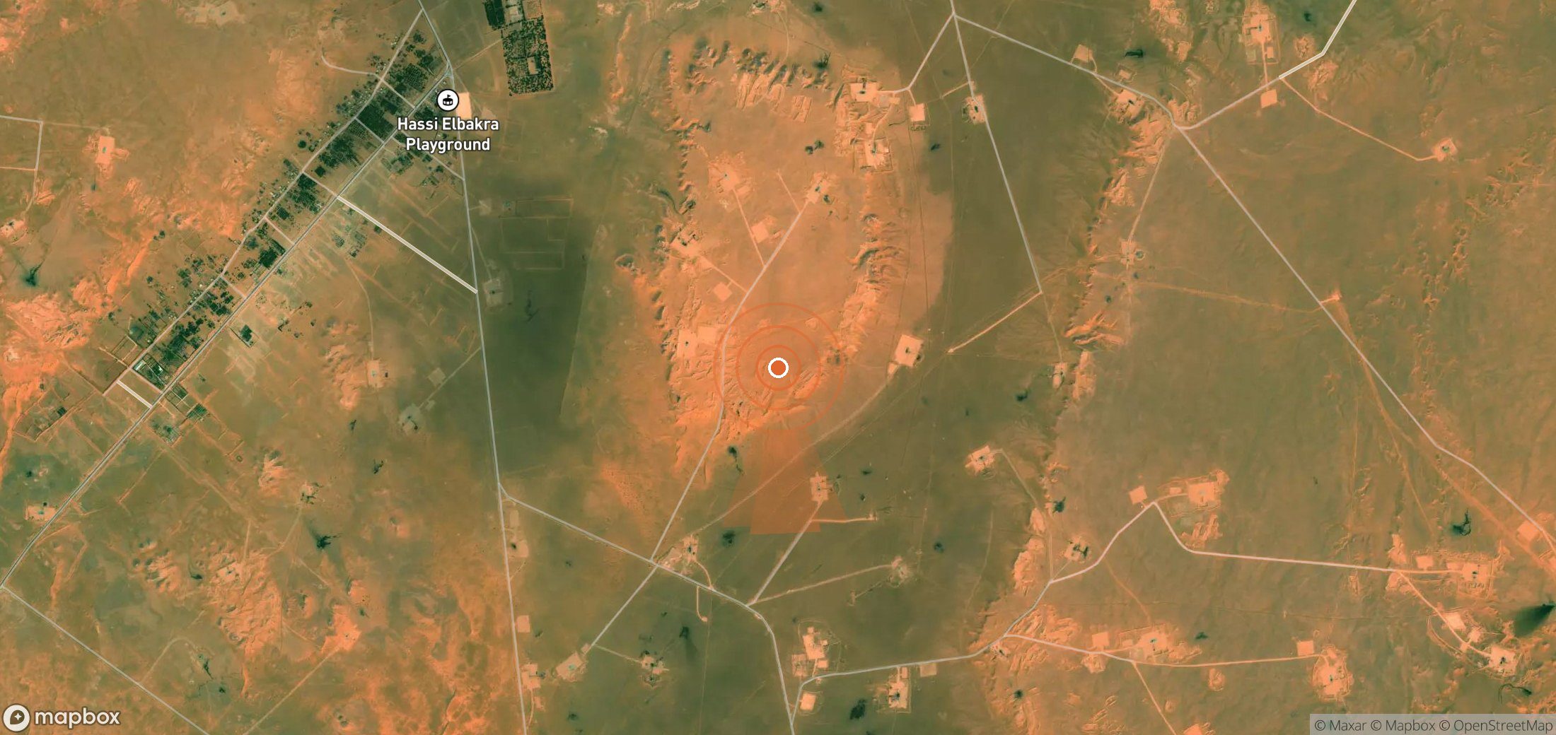 Satellite map of methane plume locations in Algeria
