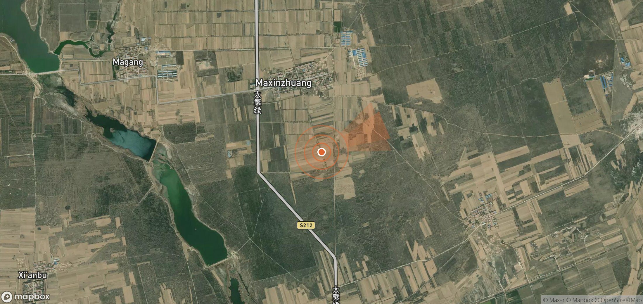 Satellite map of methane plume locations in China