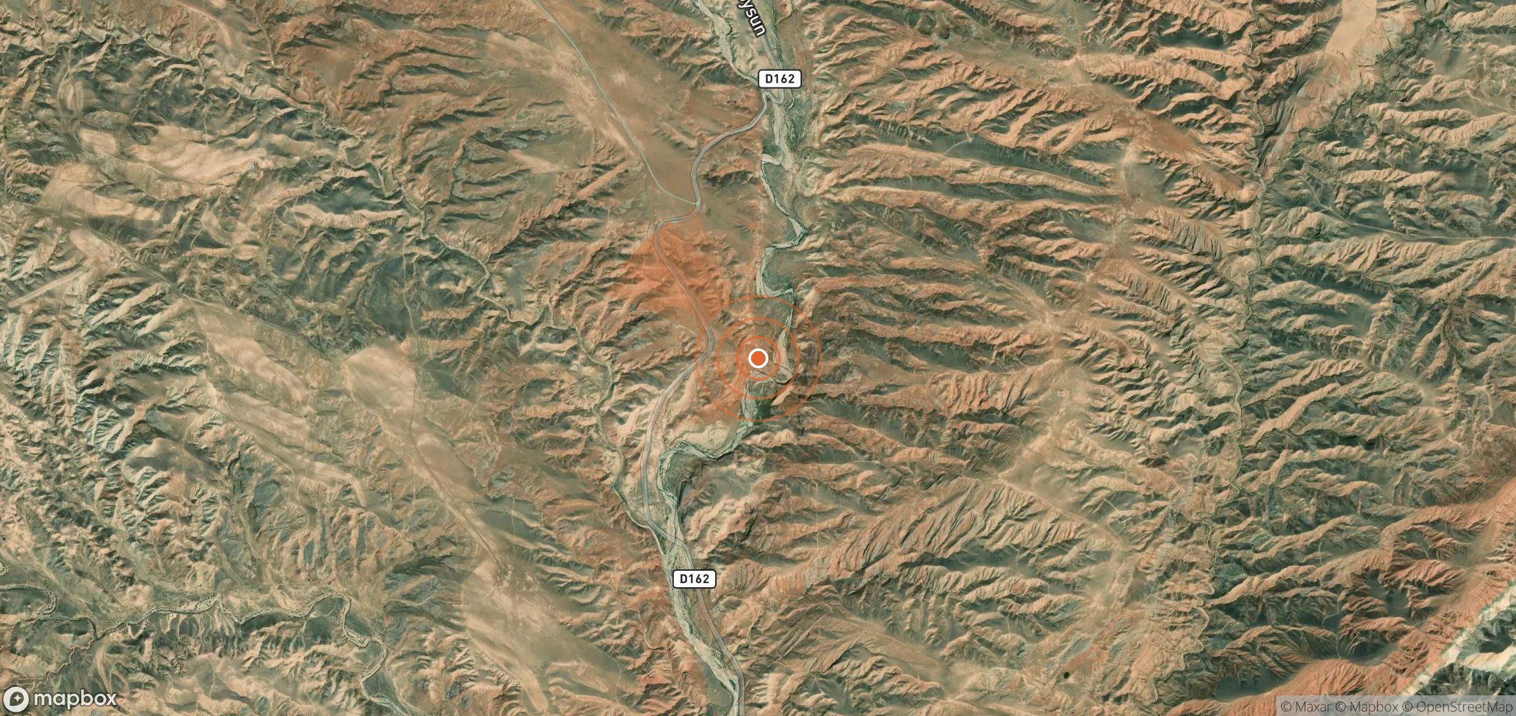 Satellite map of methane plume locations in Uzbekistan