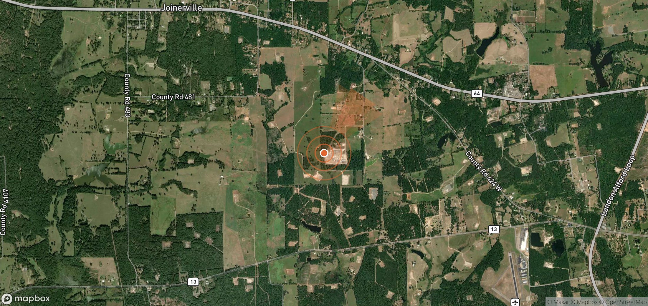 Satellite map of methane plume locations in United States