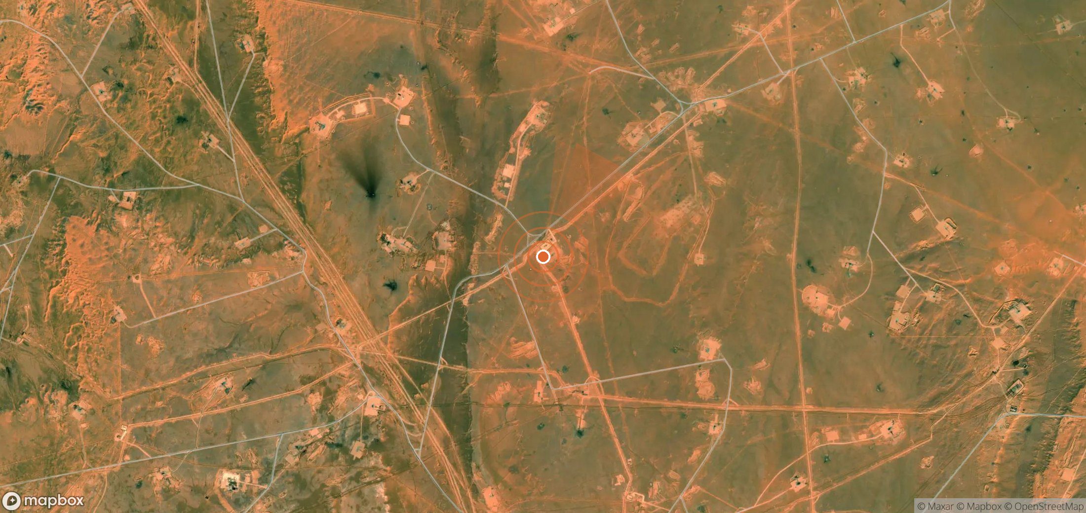 Mapa satelital de plumas de metano en Argelia