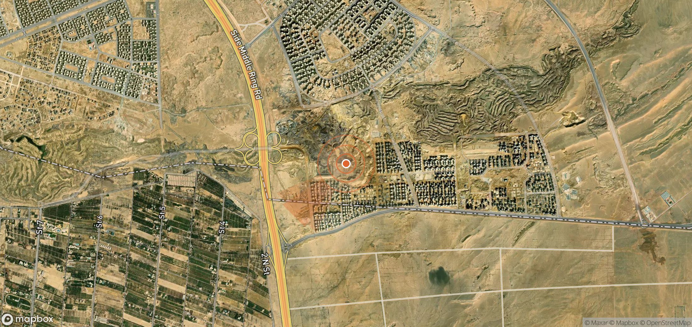 Mapa satelital de plumas de metano en Egipto