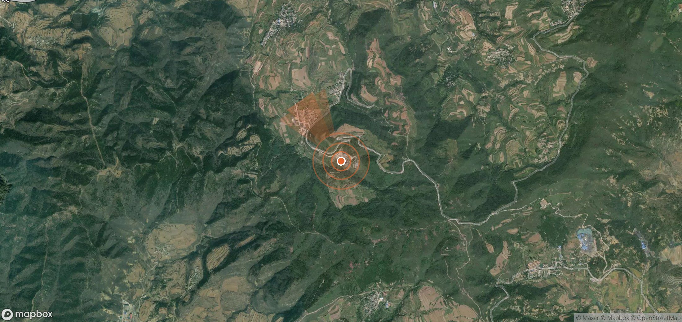 Satellite map of methane plume locations in China