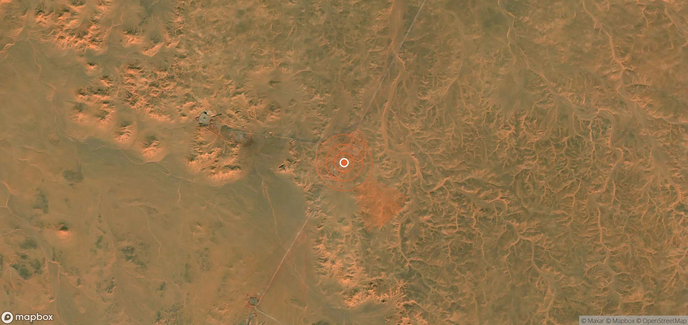 Satellite map of methane plume locations in Algeria