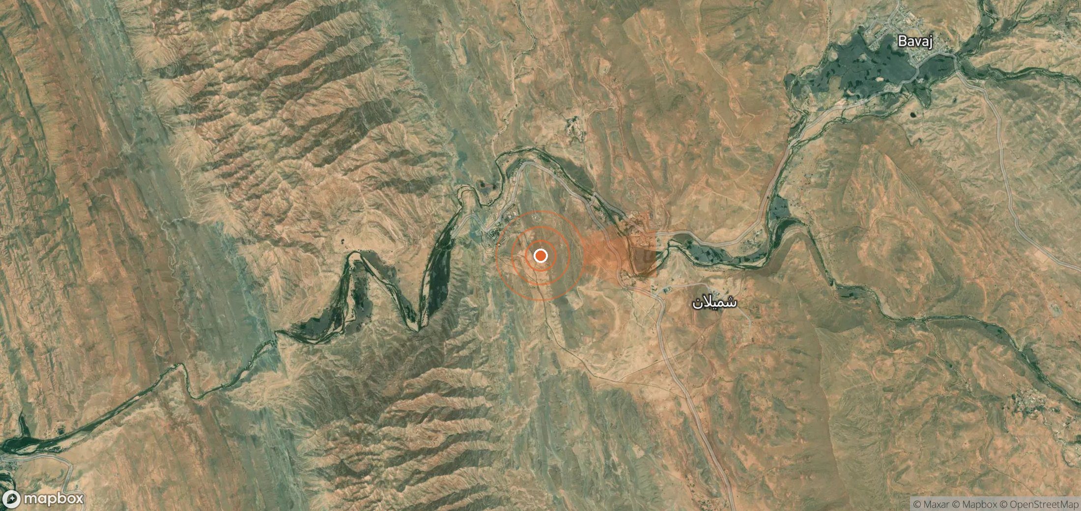 Satellite map of methane plume locations in Iran