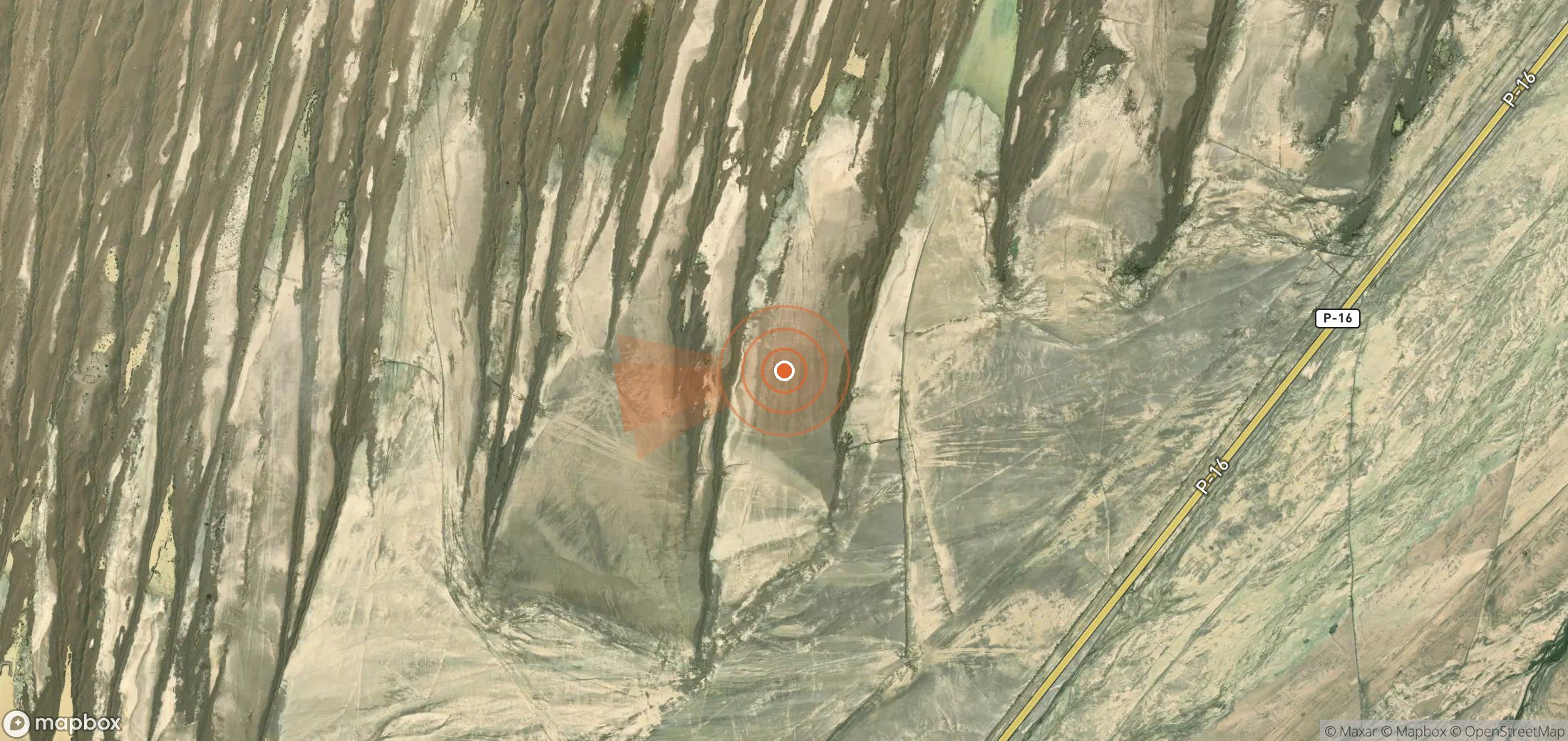 Satellite map of methane plume locations in Turkmenistan