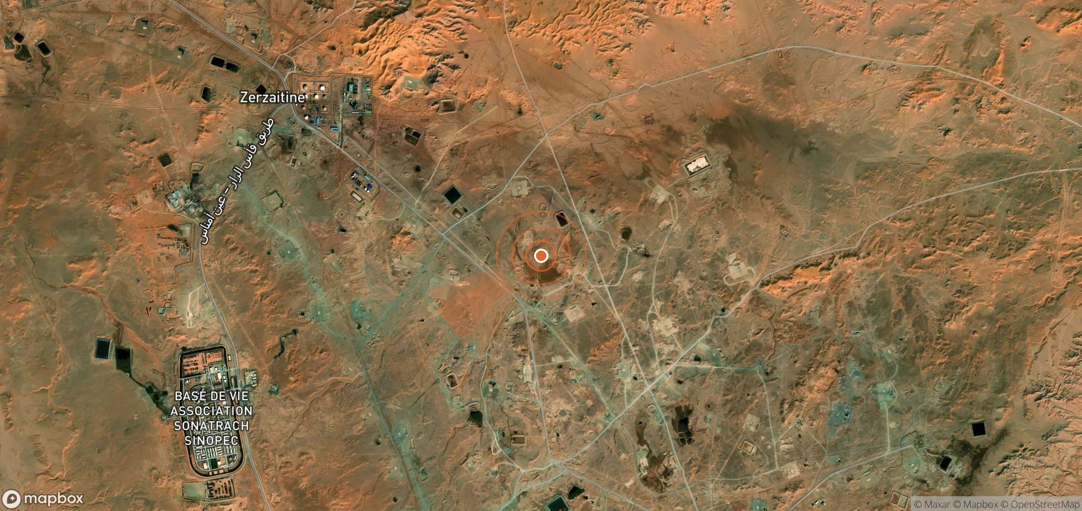 Satellite map of methane plume locations in Algeria