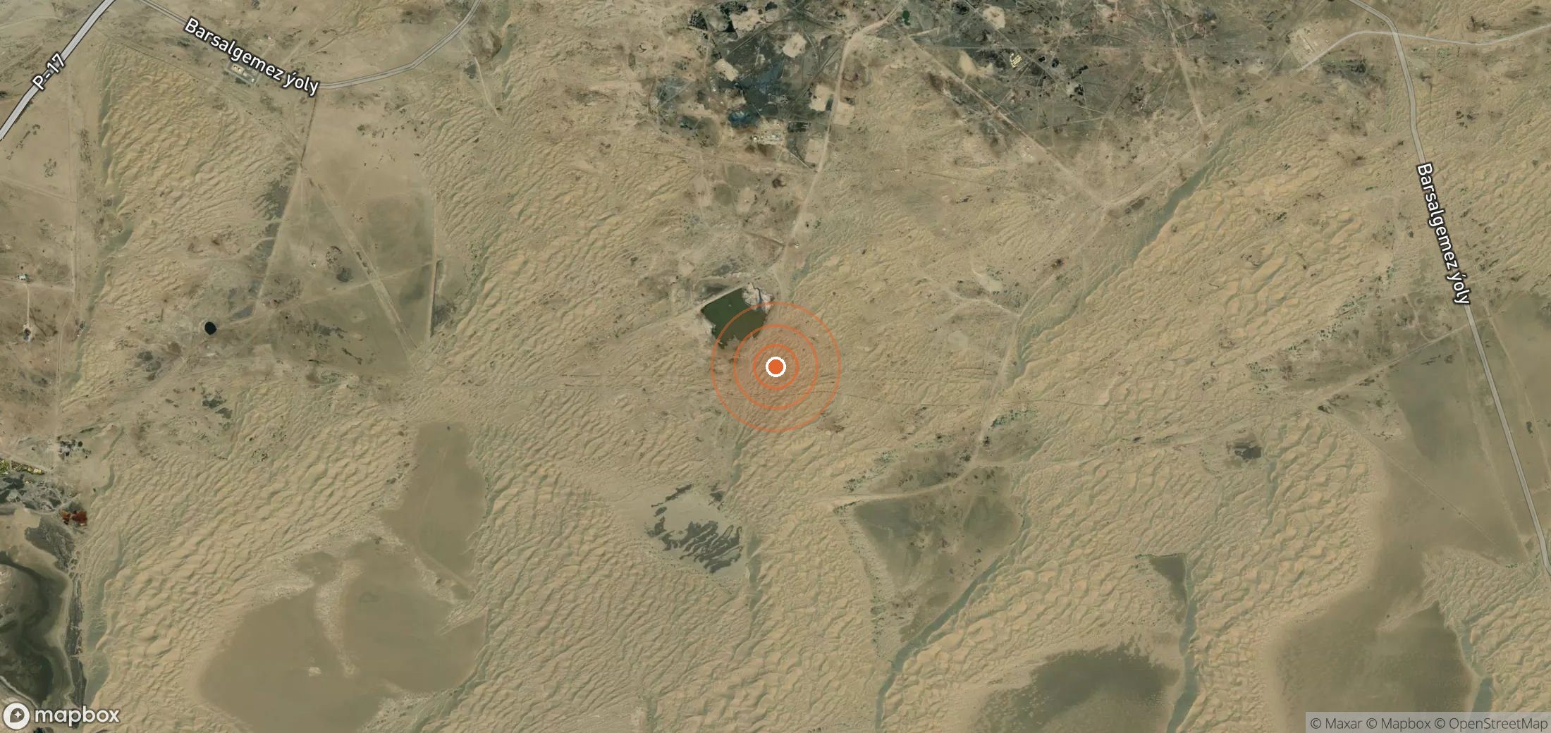 Satellite map of methane plume locations in Turkmenistan