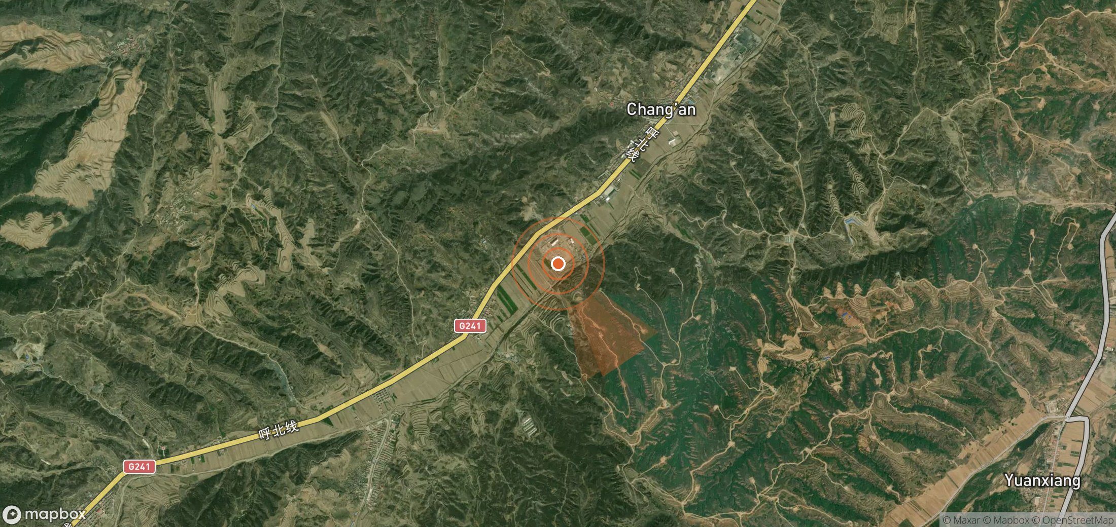 Satellite map of methane plume locations in China