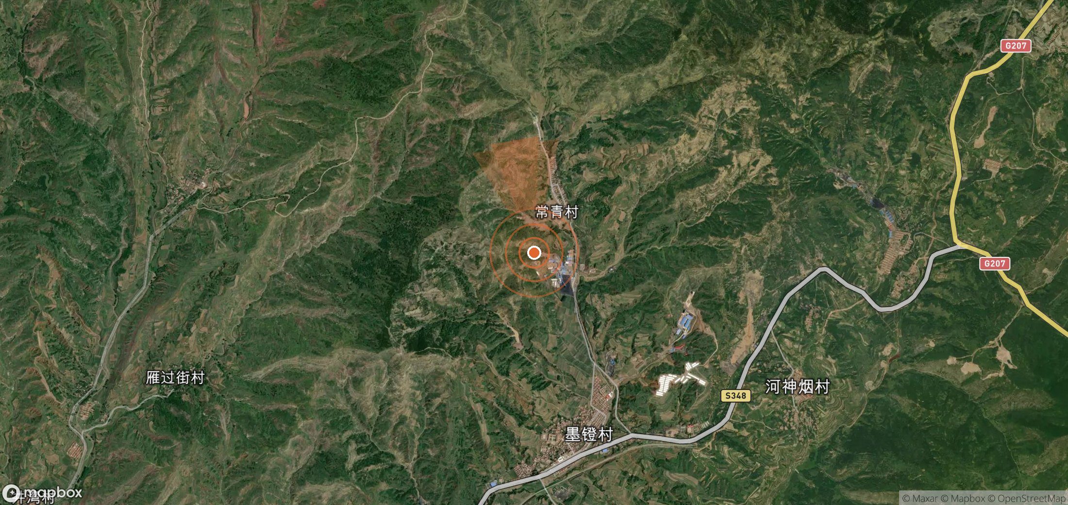 Satellite map of methane plume locations in China