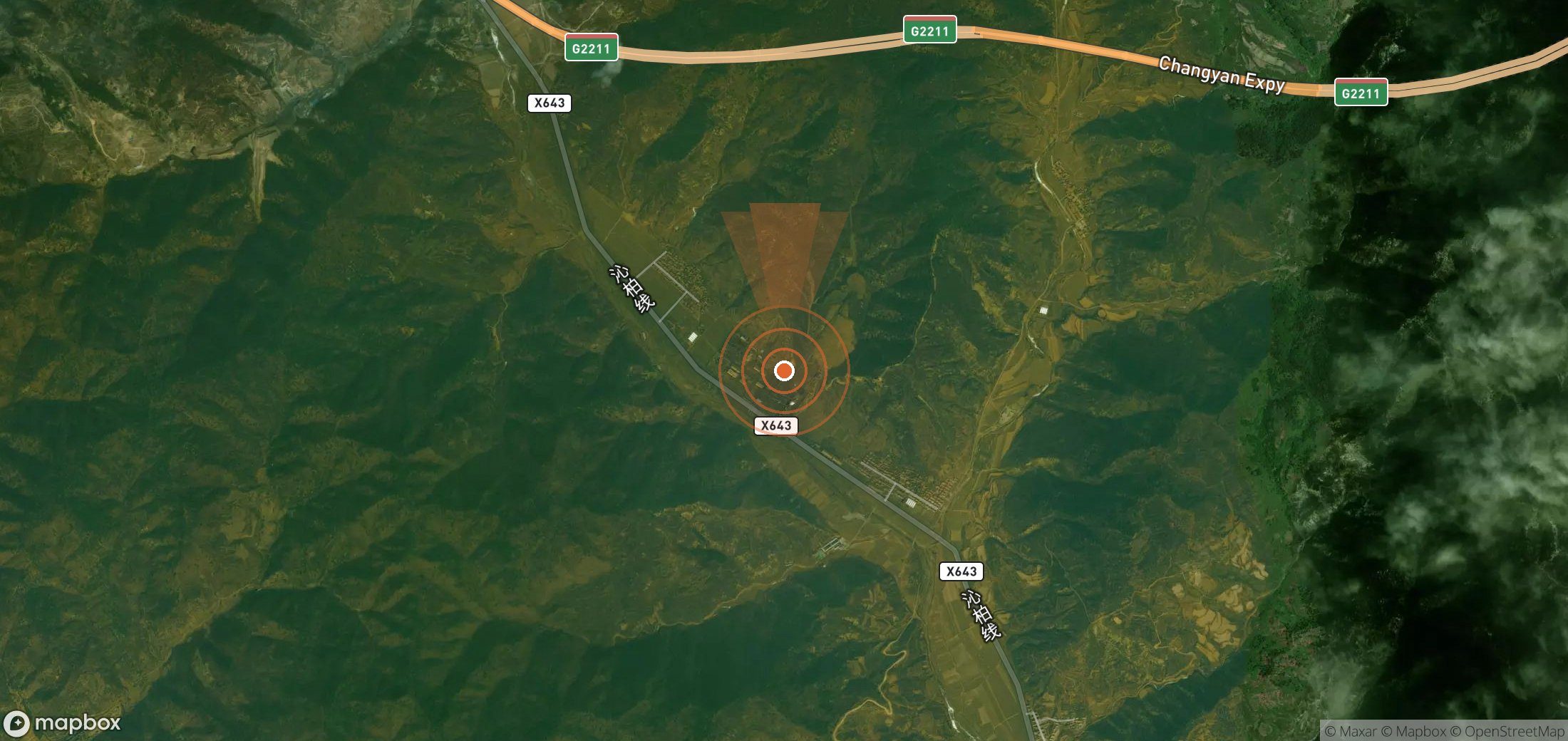 Satellite map of methane plume locations in China