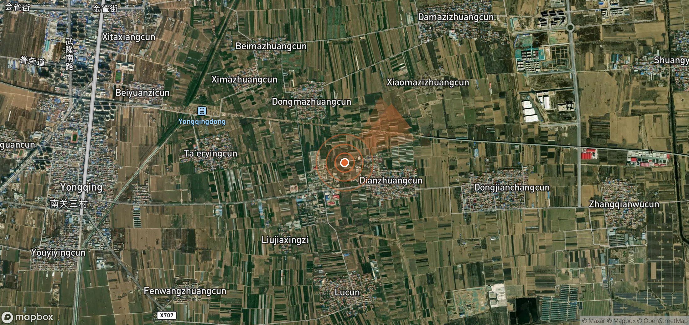 Satellite map of methane plume locations in China