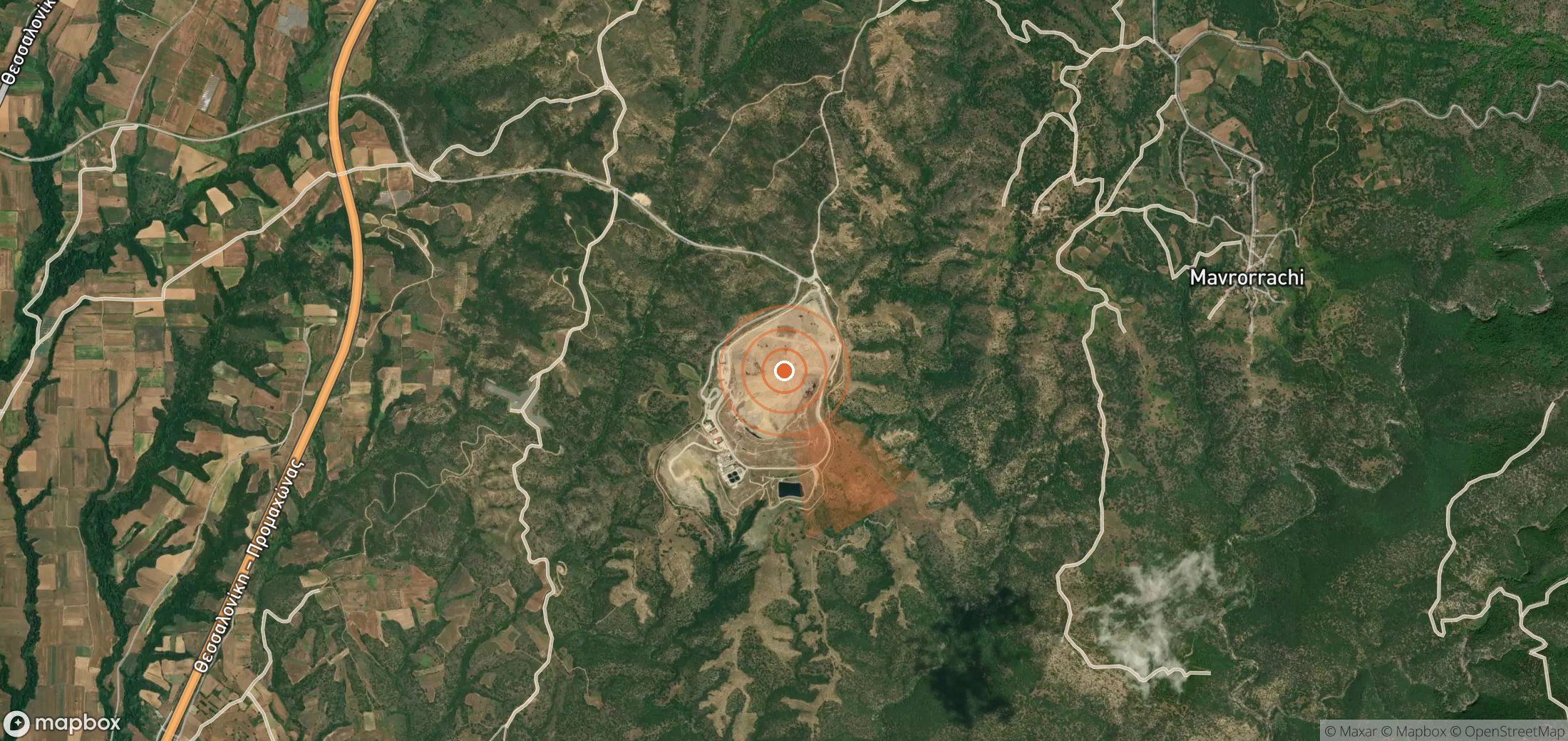 Satellite map of methane plume locations in Greece