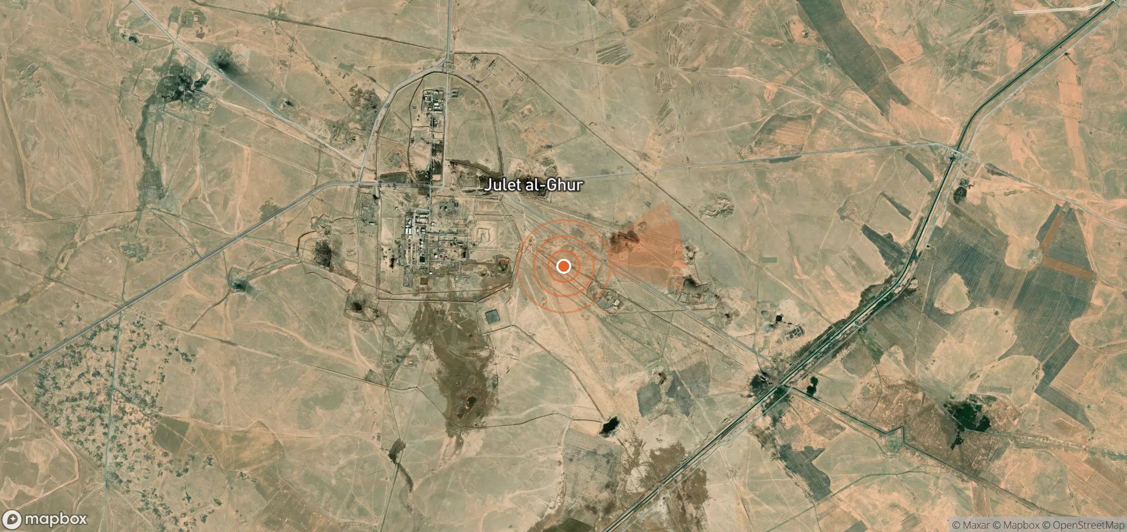Satellite map of methane plume locations in Syria