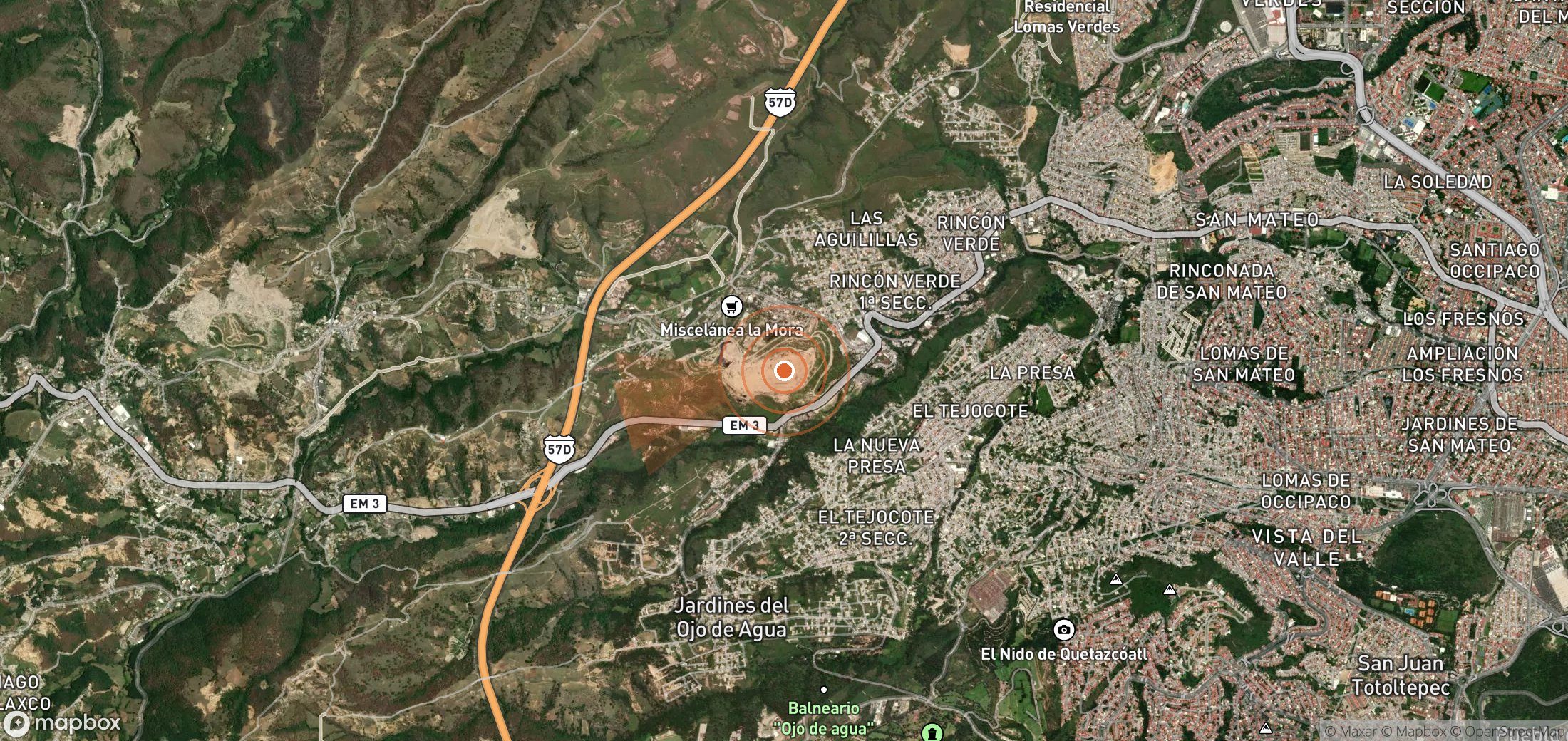 Mapa satelital de plumas de metano en México