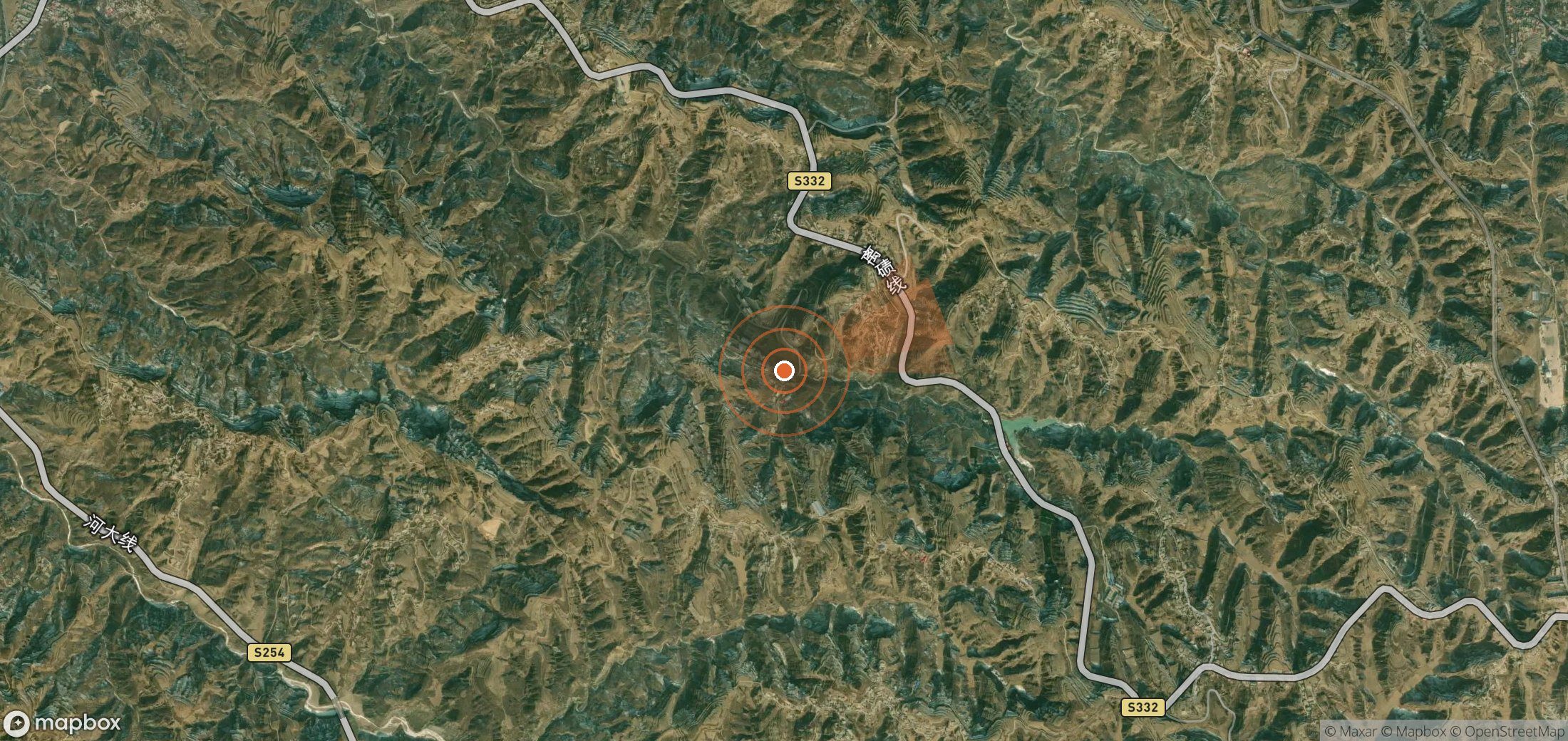 Satellite map of methane plume locations in China