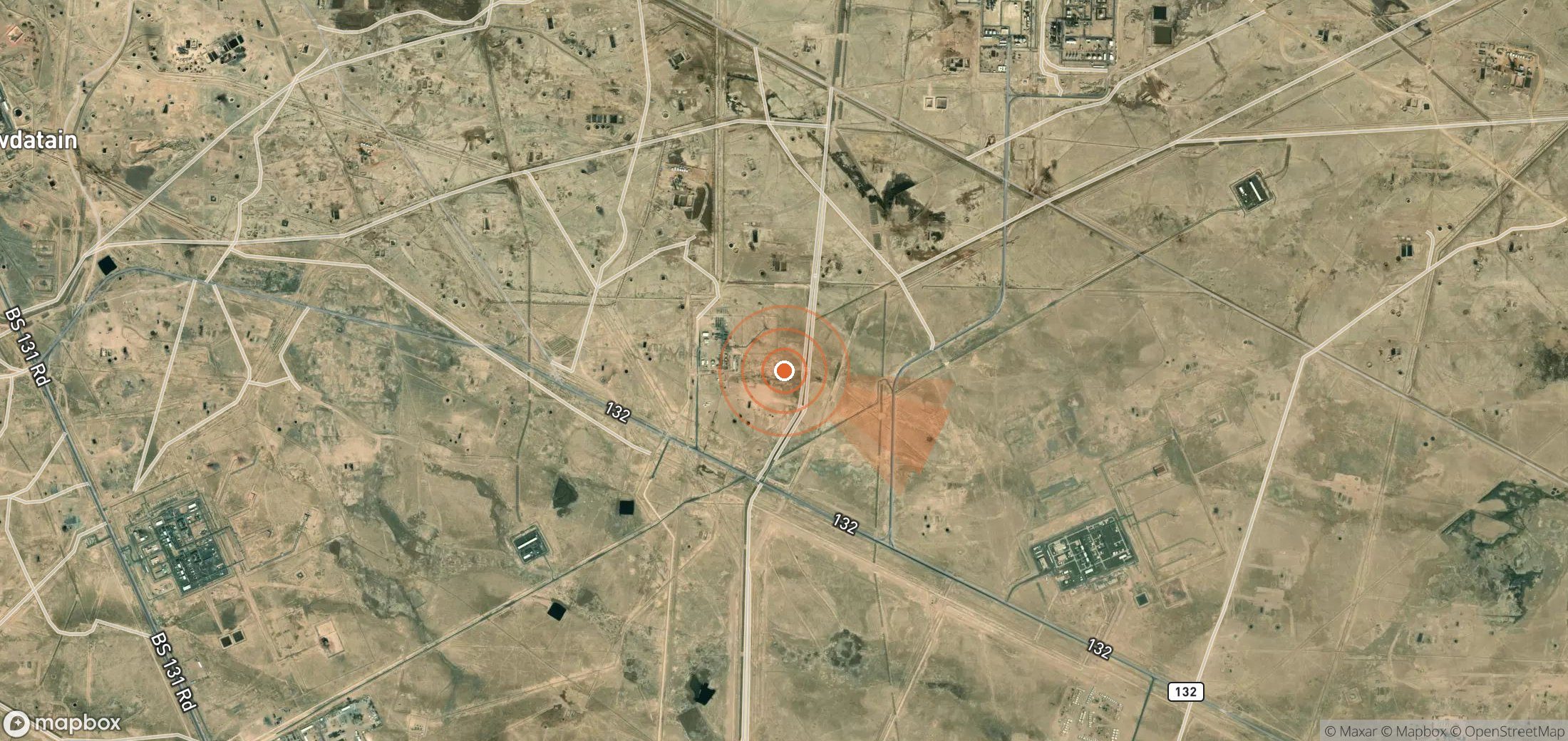 Mapa satelital de plumas de metano en Kuwait